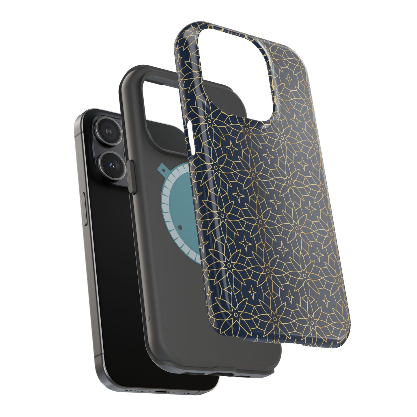 Navy and Gold Geometric Design Iphone Magnetic Tough Case