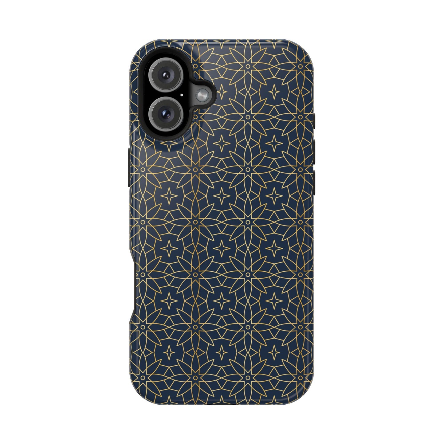 Navy and Gold Geometric Design Iphone Magnetic Tough Case