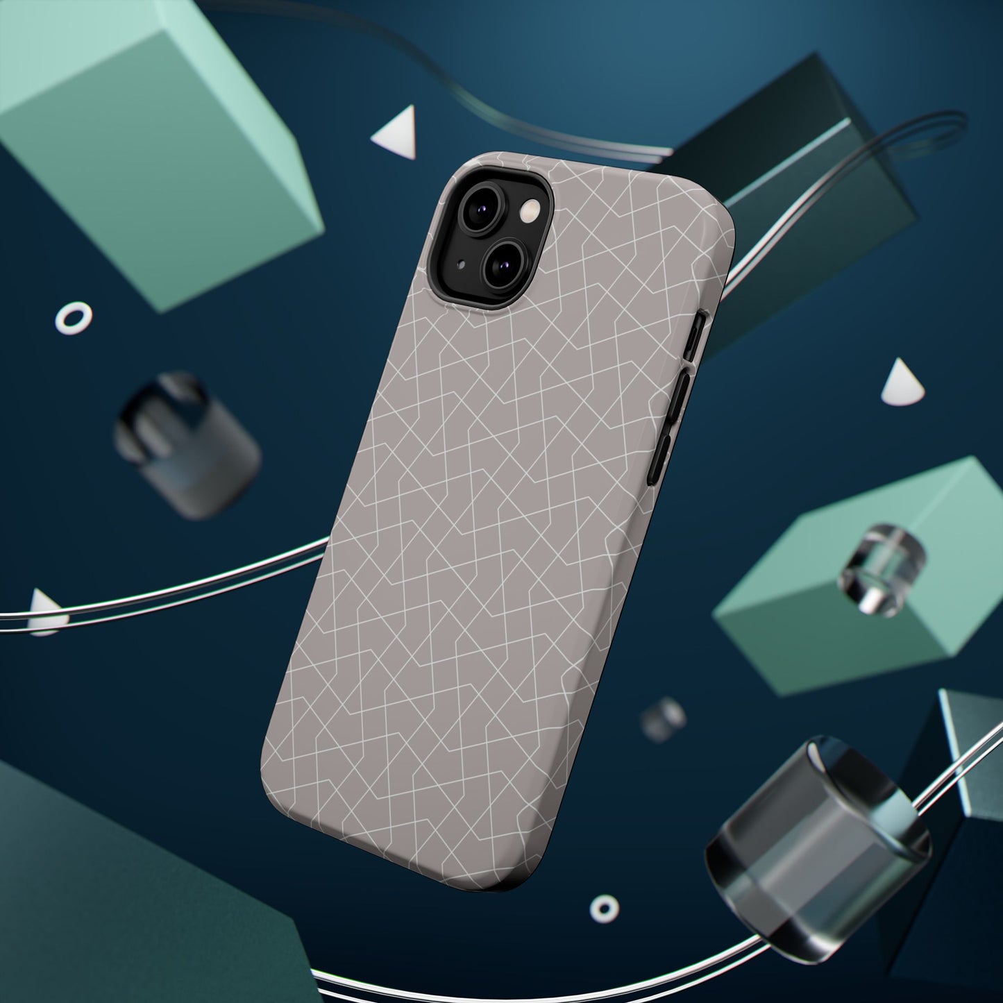 Beige and white geometric Design - Iphone Magnetic Tough Case