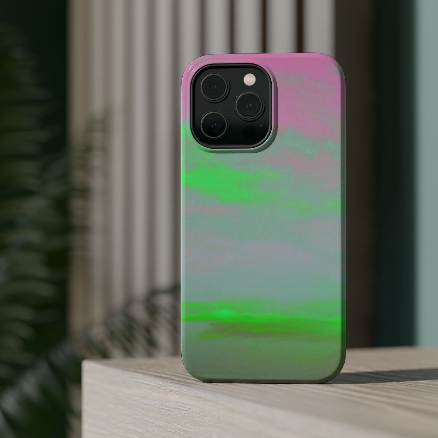 Green and pink sky Design - Iphone Magnetic Tough Case
