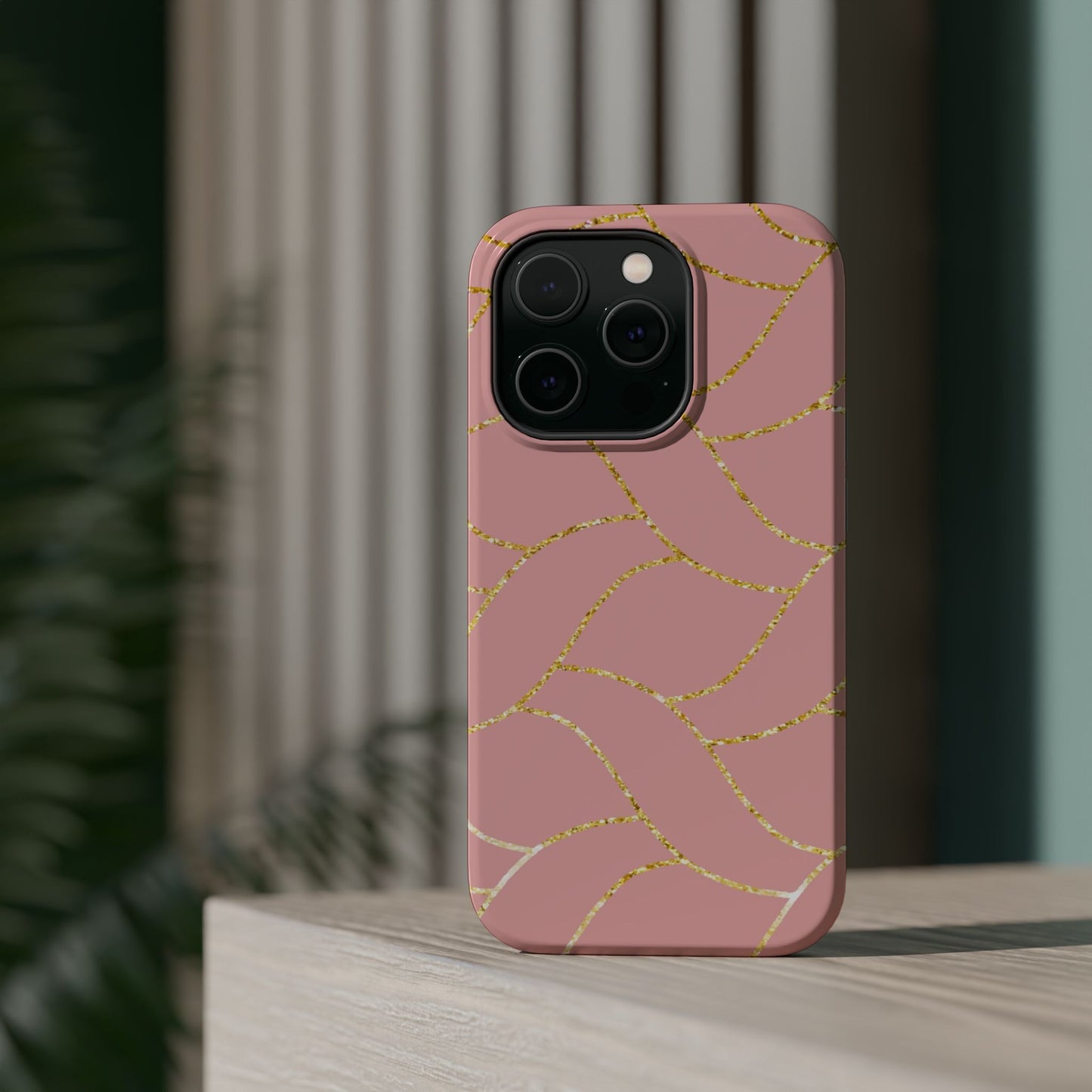 Pink and Gold Geometric Design - Iphone Magnetic Tough Case