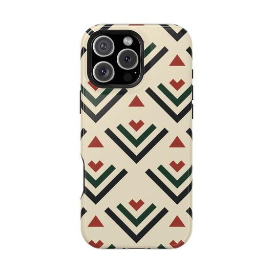 Red Black Green Geometric Design Iphone Magnetic Tough Case