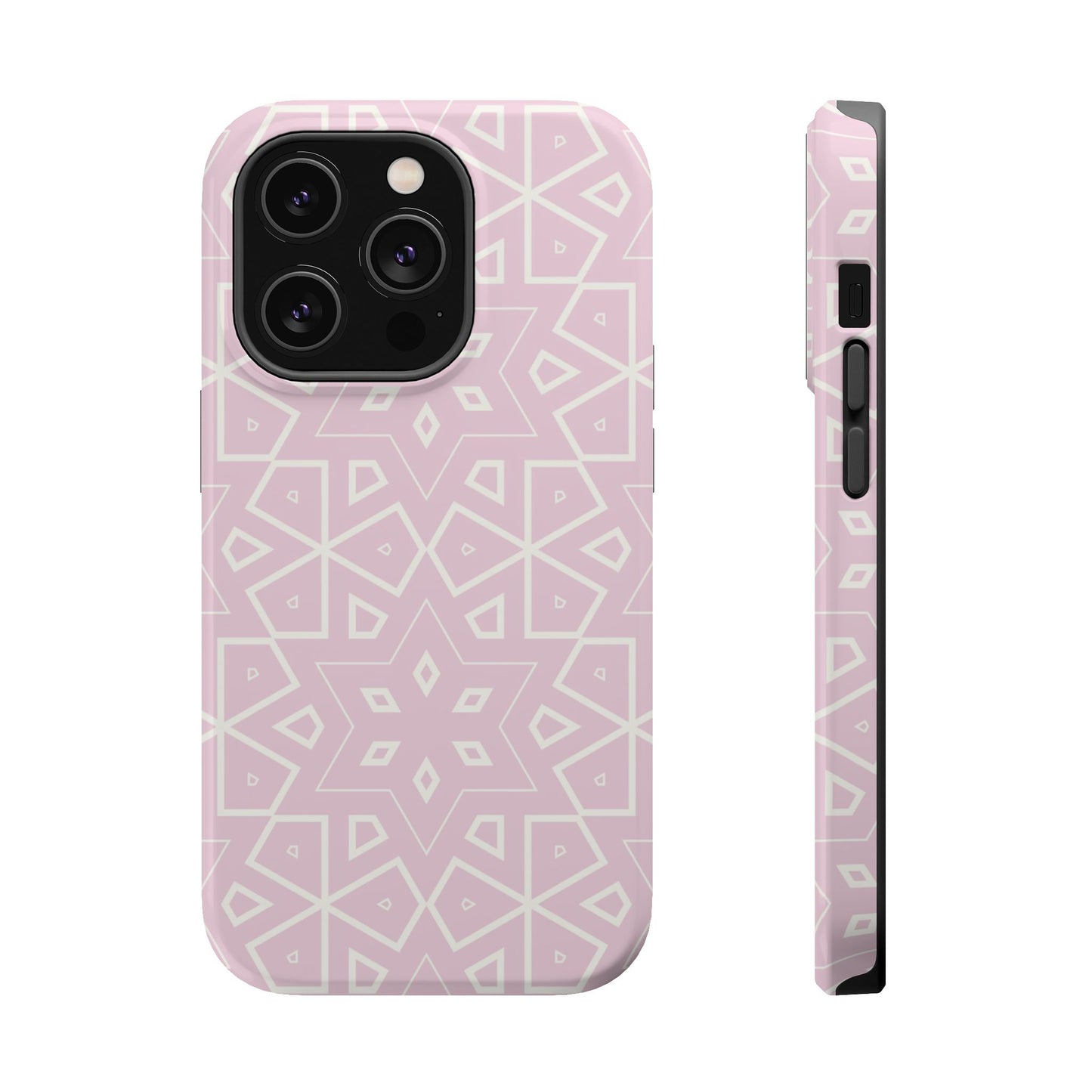 Pink and White Geometric Design Iphone Magnetic Tough Case