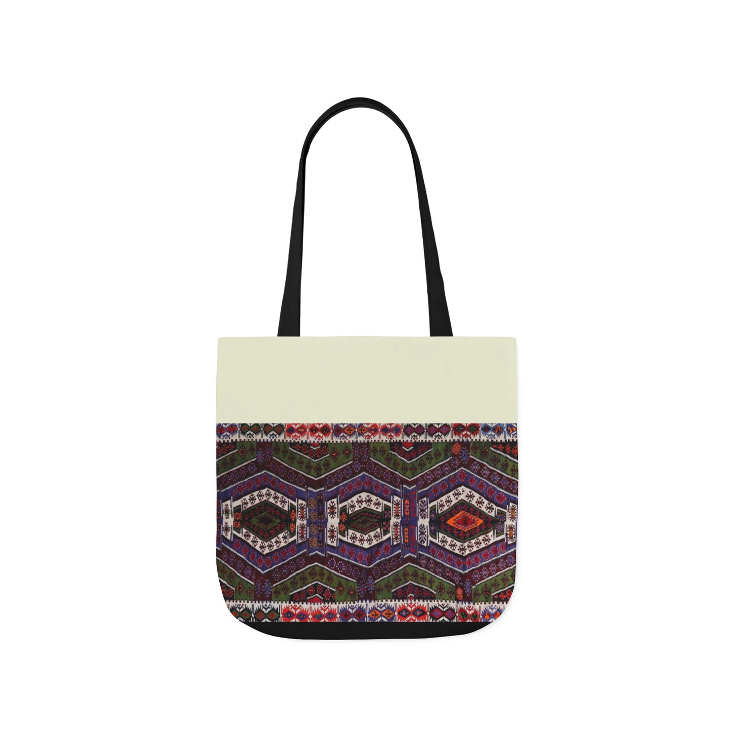 Purple and Res geometric Designs Tote Bag, 2-Color Straps
