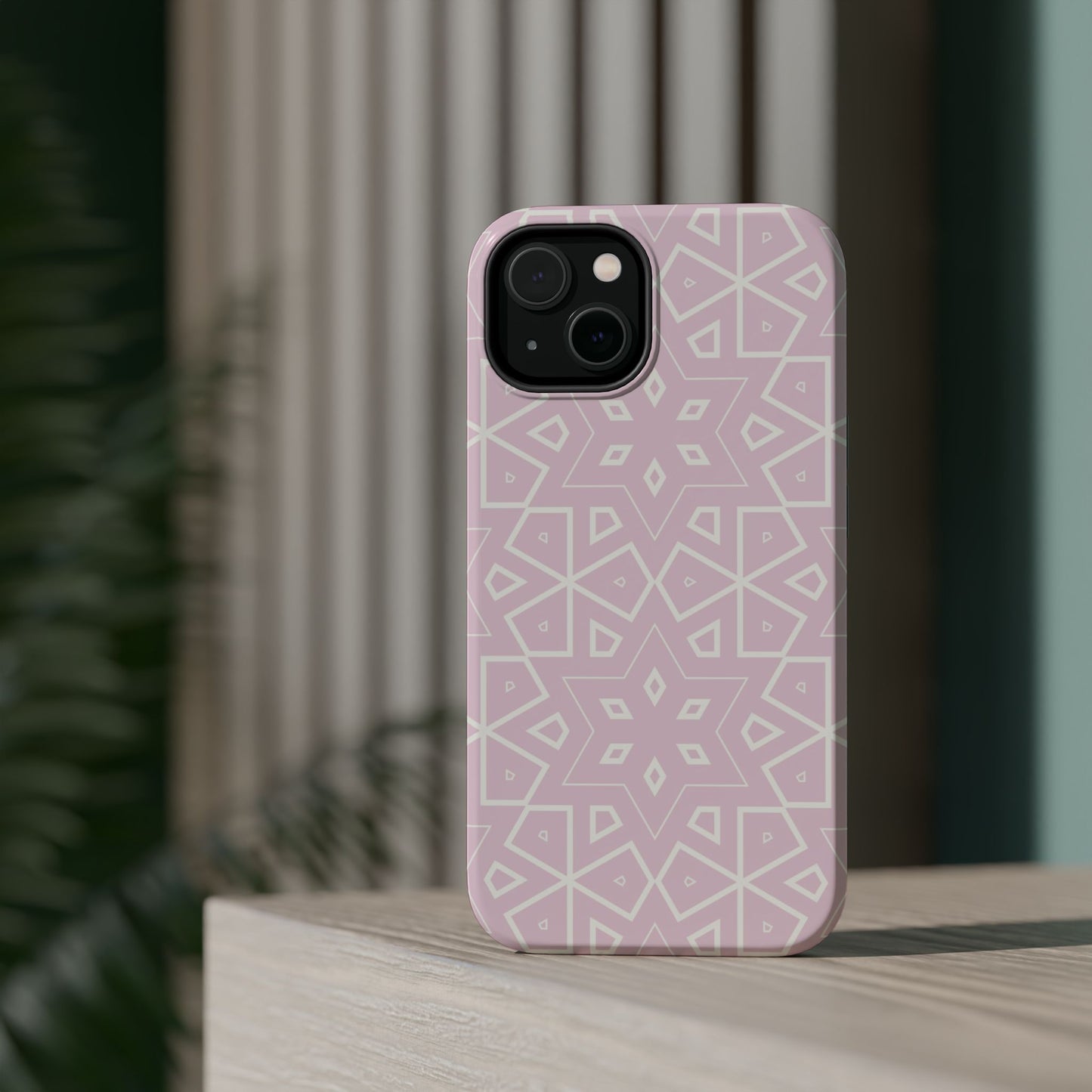 Pink and White Geometric Design Iphone Magnetic Tough Case