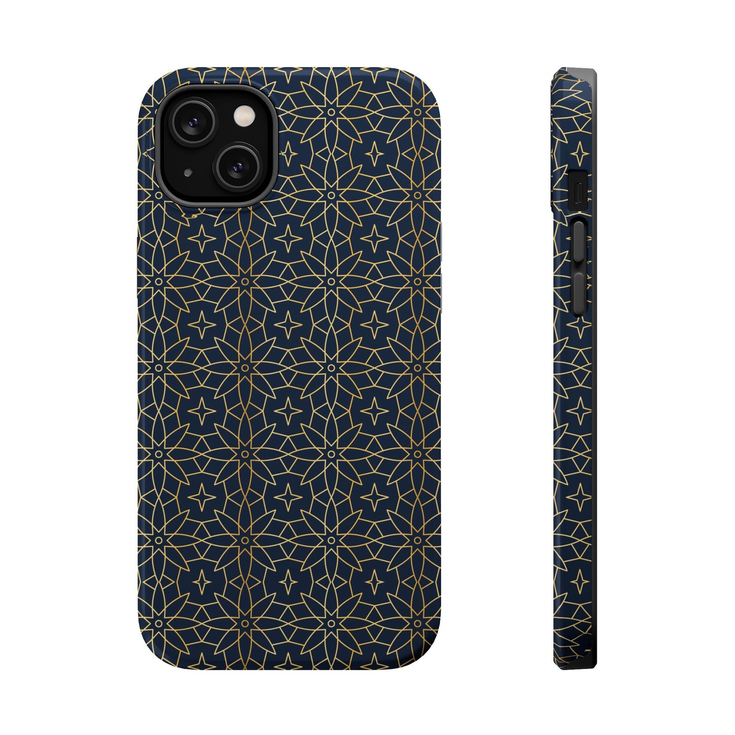Navy and Gold Geometric Design Iphone Magnetic Tough Case