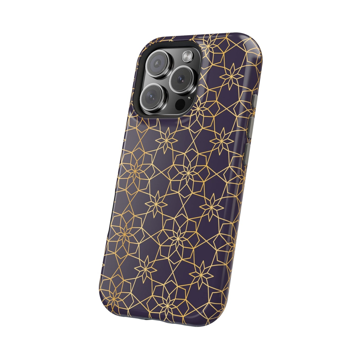 Gold and Purple Geometric Design Iphone Magnetic Tough Case
