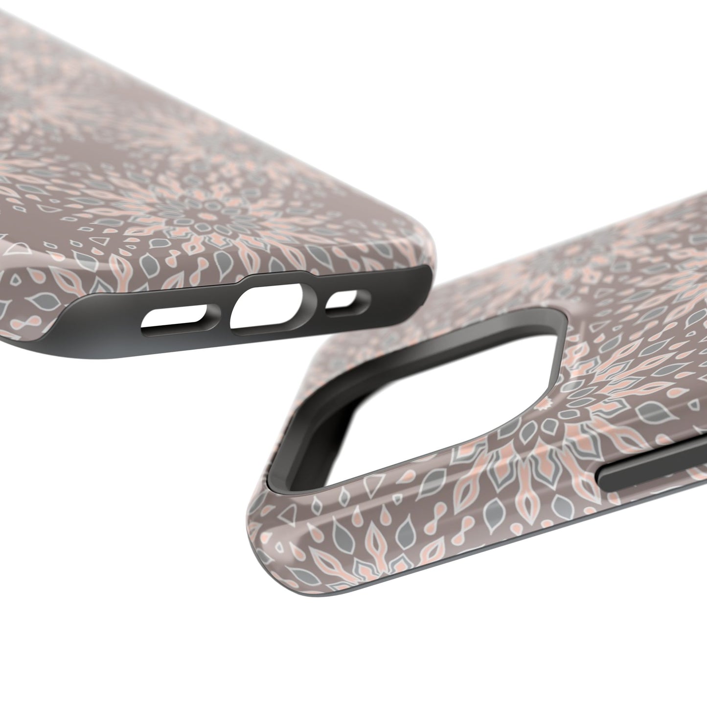 Beige Floral Design - Iphone Magnetic Tough Case