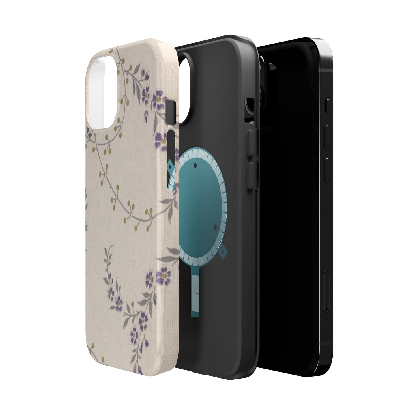 Purple Floral Design - Iphone Magnetic Tough Case