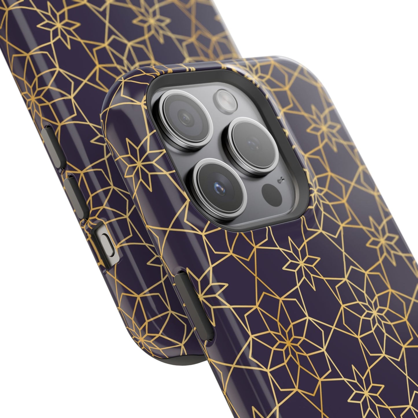Gold and Purple Geometric Design Iphone Magnetic Tough Case