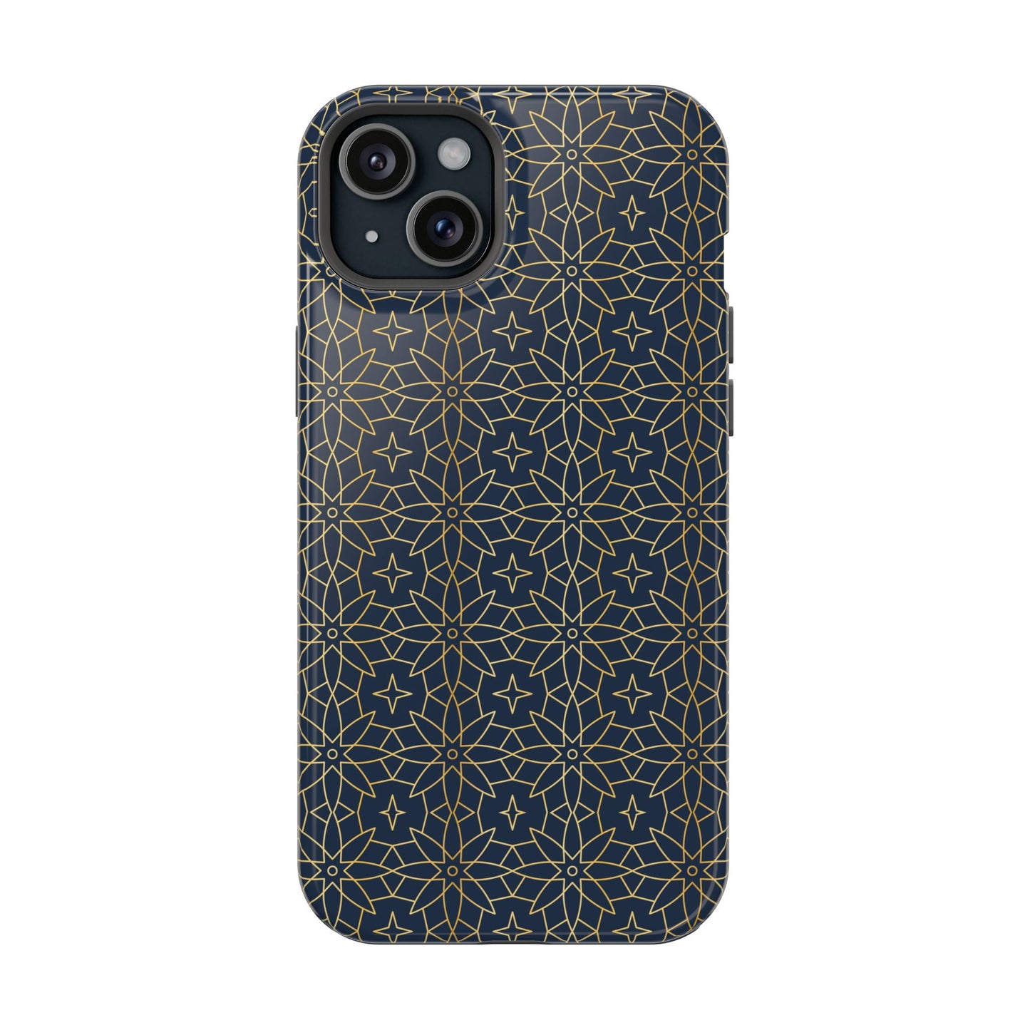 Navy and Gold Geometric Design Iphone Magnetic Tough Case