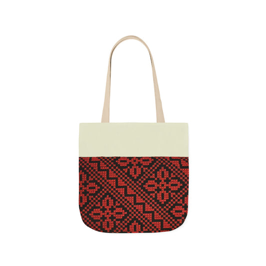Red and Black Tatreez Designs Tote Bag