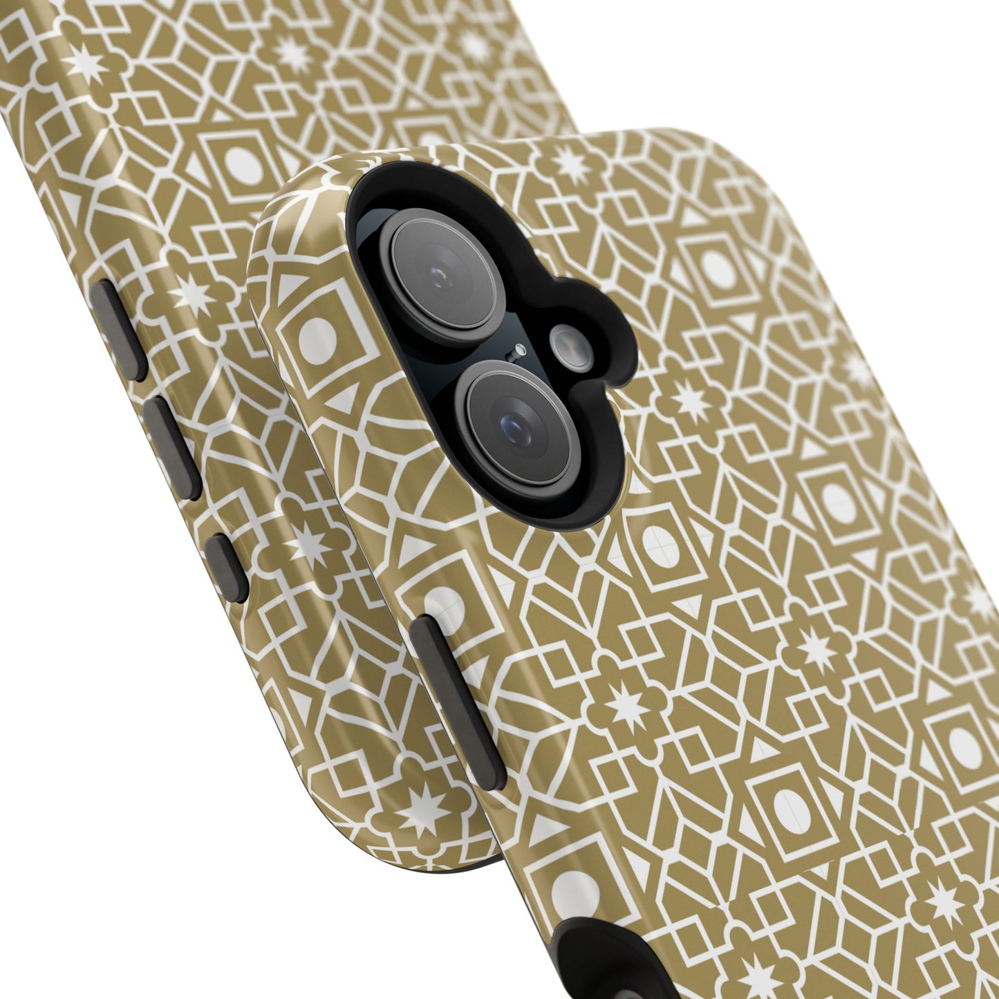 Beige and Gold Geometric Design Iphone Magnetic Tough Case