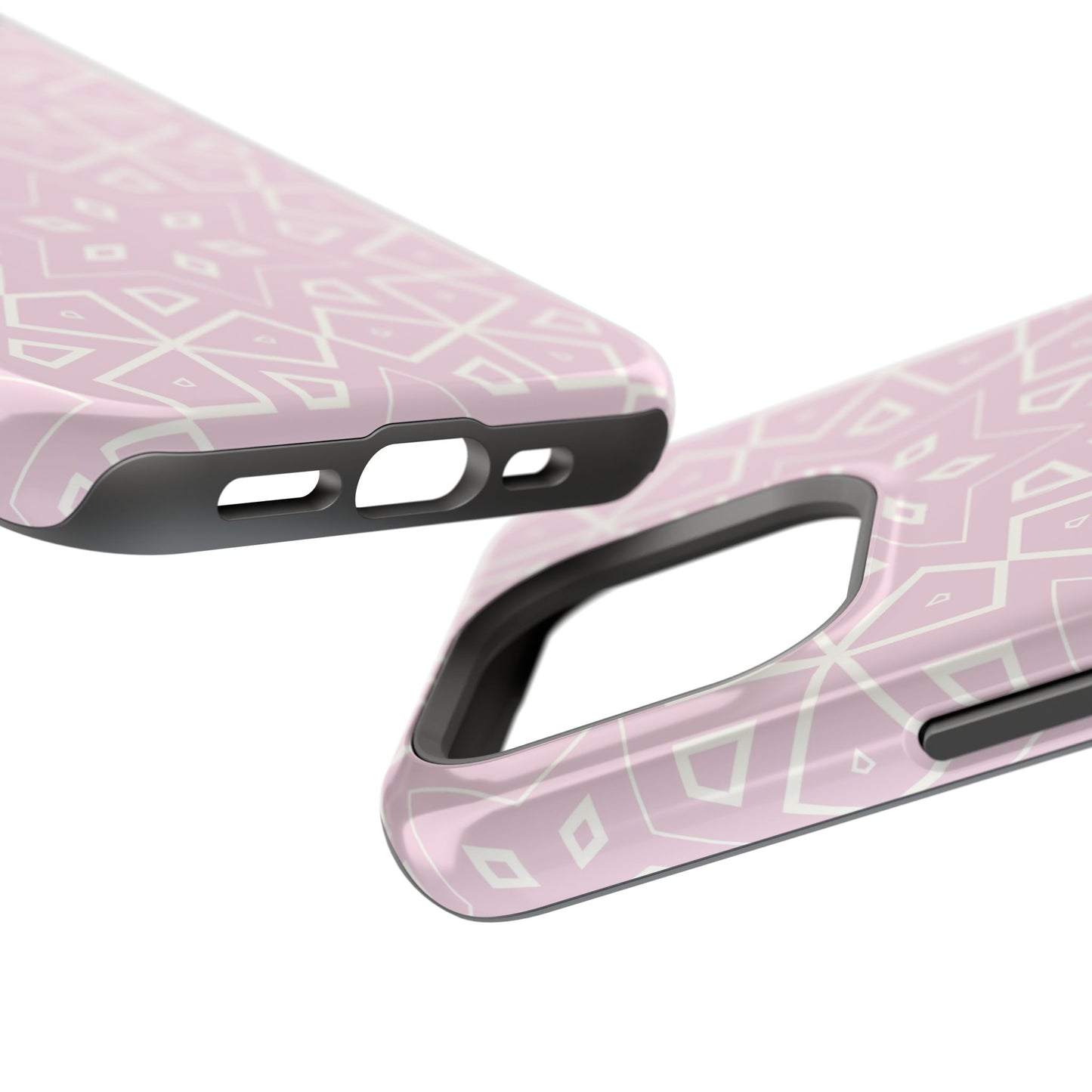 Pink and White Geometric Design Iphone Magnetic Tough Case