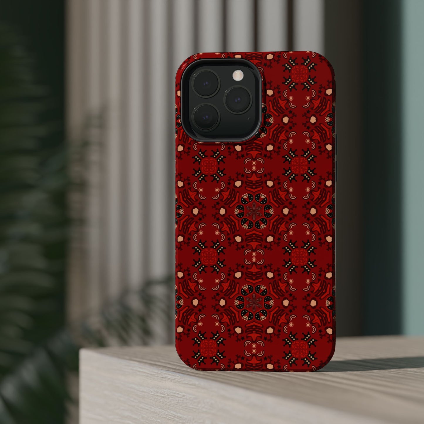 Red geometric Design - Iphone Magnetic Tough Case