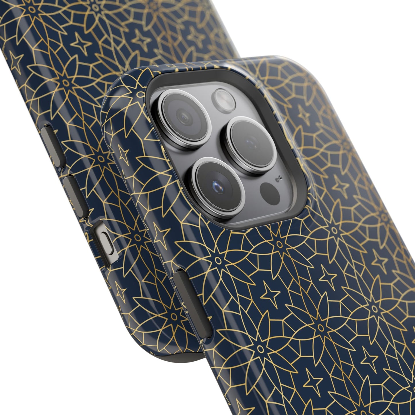 Navy and Gold Geometric Design Iphone Magnetic Tough Case