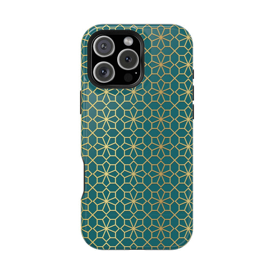 Gold and Green Flower Design - Iphone Magnetic Tough Case