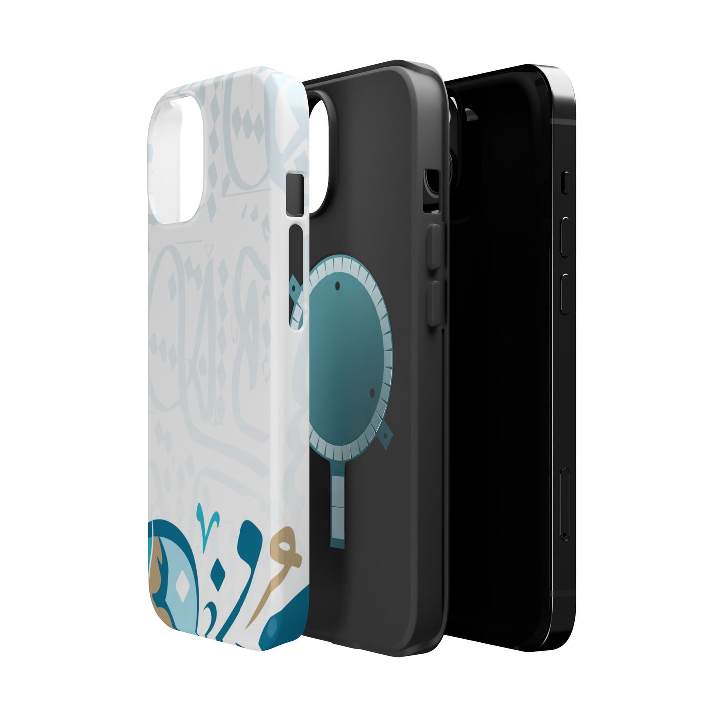 White Blue and Gold Arabic Calligraphy Iphone Magnetic Tough Case