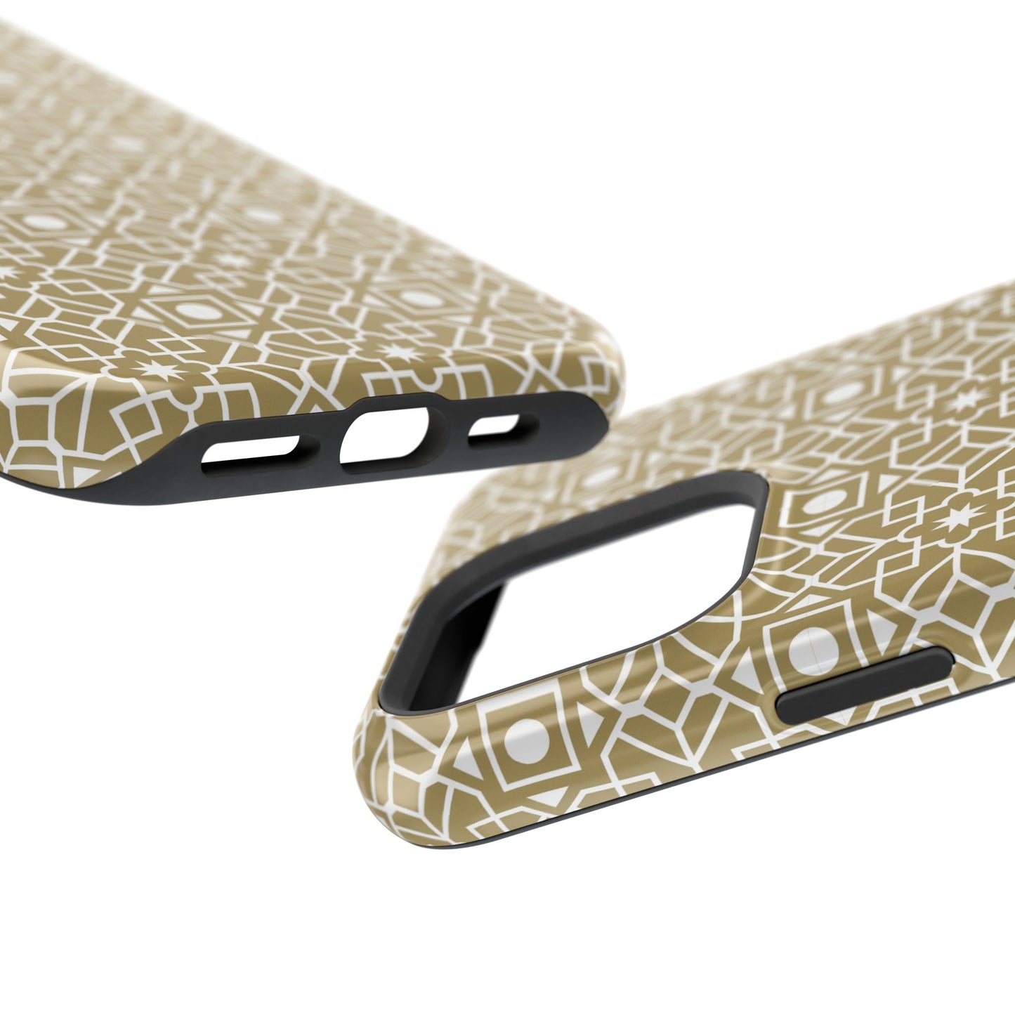 Beige and Gold Geometric Design Iphone Magnetic Tough Case