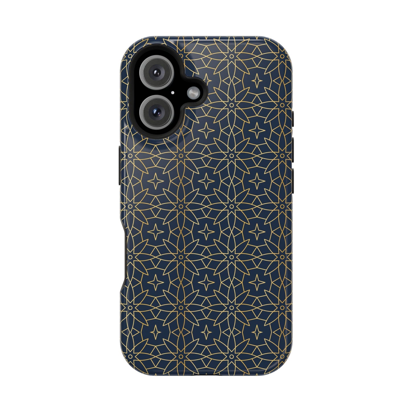 Navy and Gold Geometric Design Iphone Magnetic Tough Case