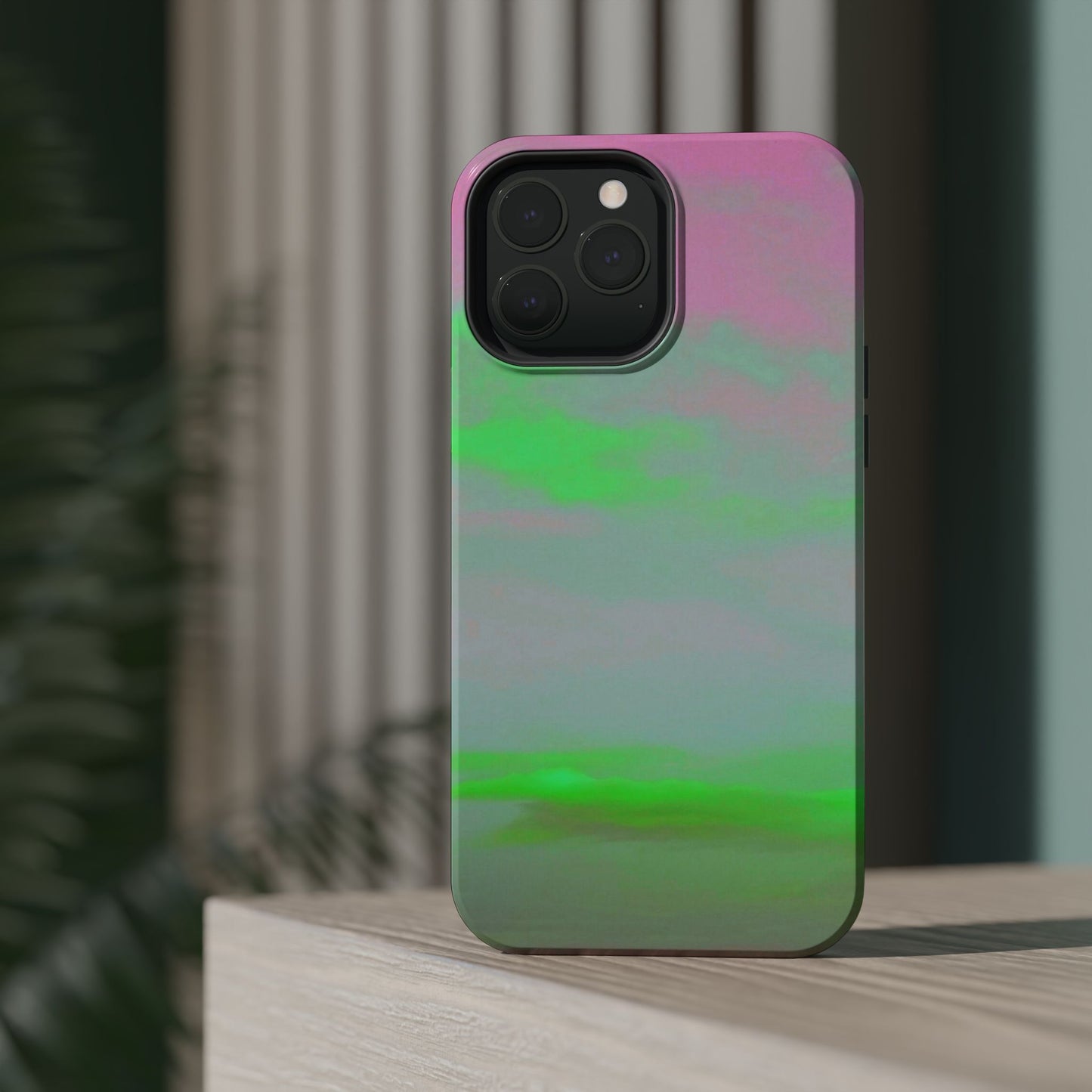 Green and pink sky Design - Iphone Magnetic Tough Case