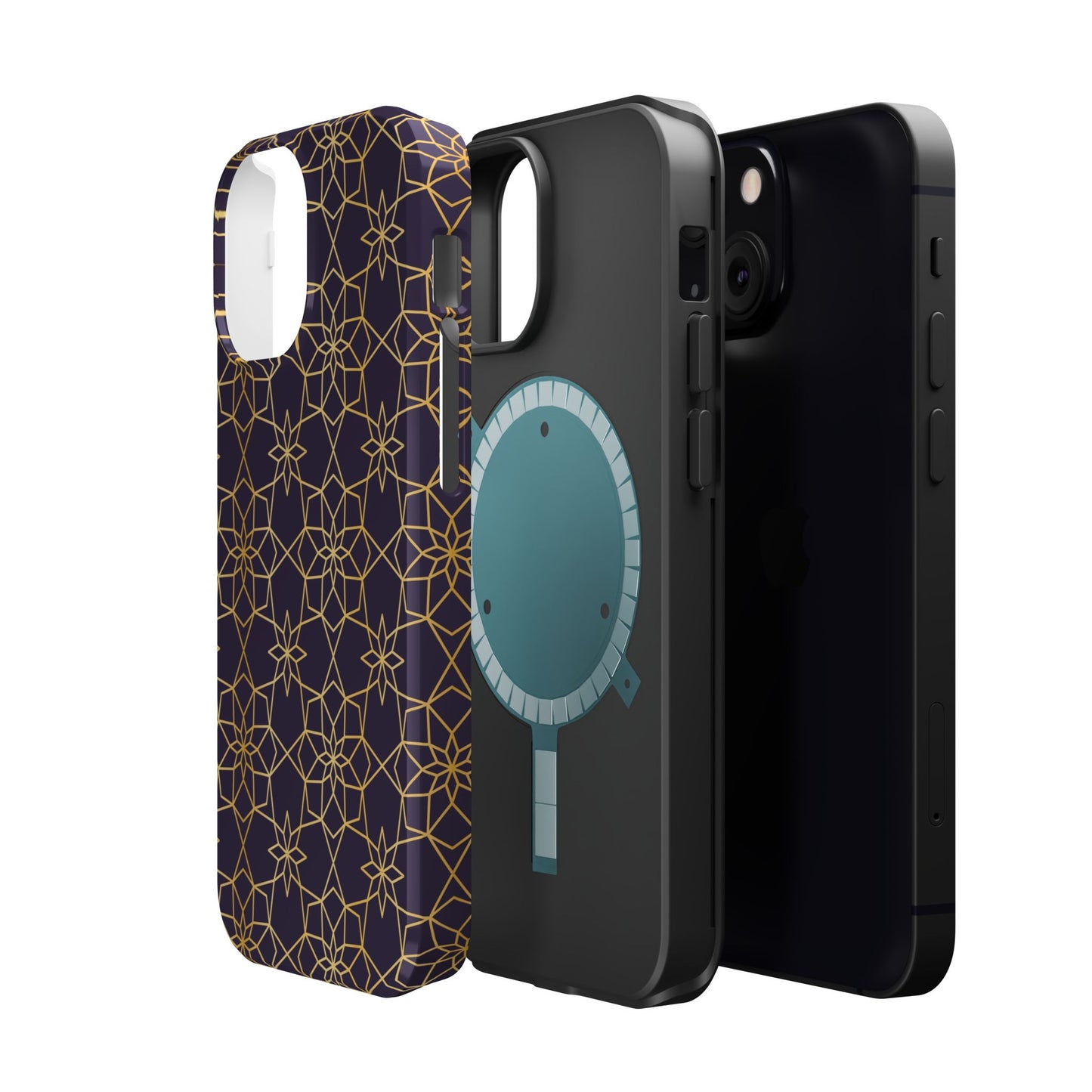 Gold and Purple Geometric Design Iphone Magnetic Tough Case