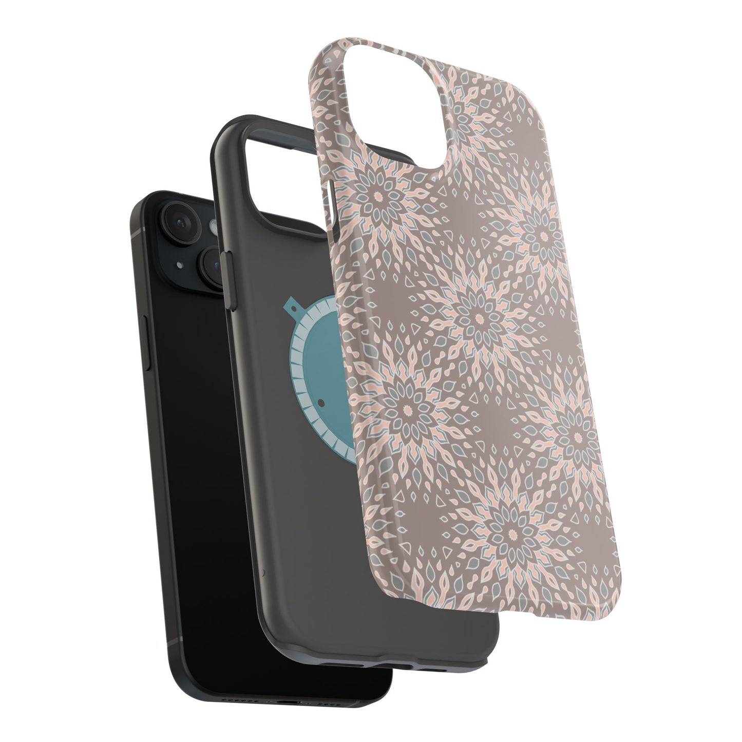 Beige Floral Design - Iphone Magnetic Tough Case