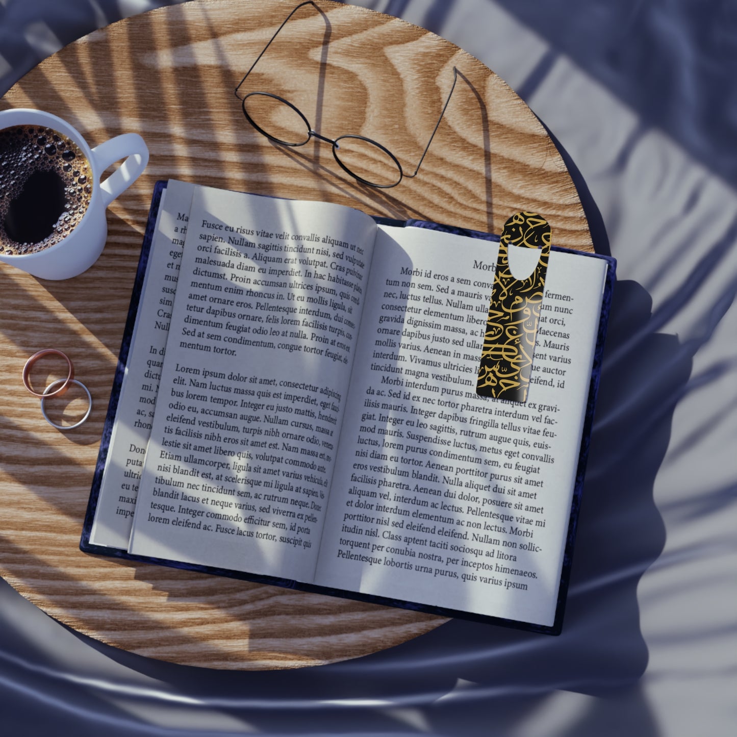Black and Gold Arabic Letters Bookmark - Stylish Metal Page Holder