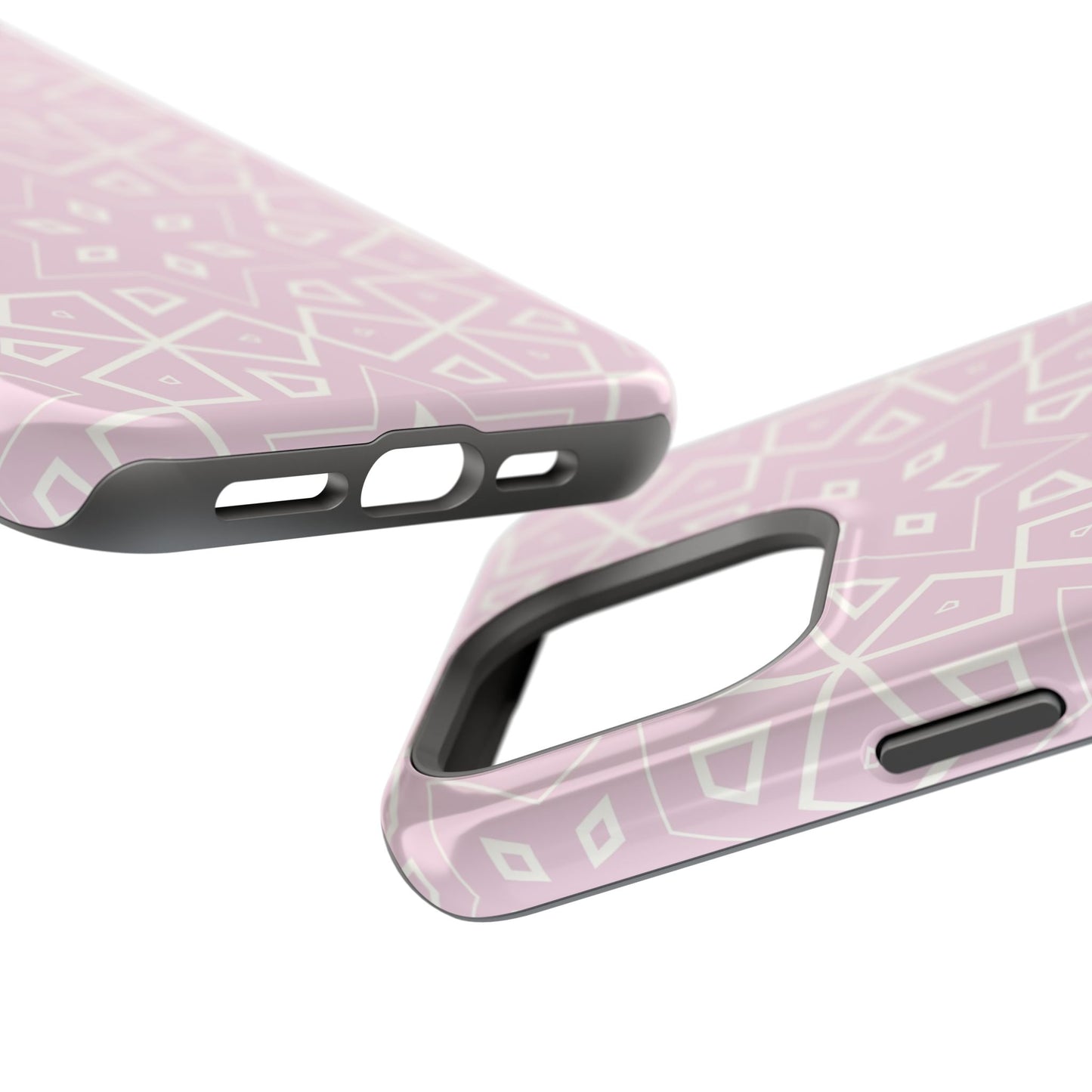 Pink and White Geometric Design Iphone Magnetic Tough Case