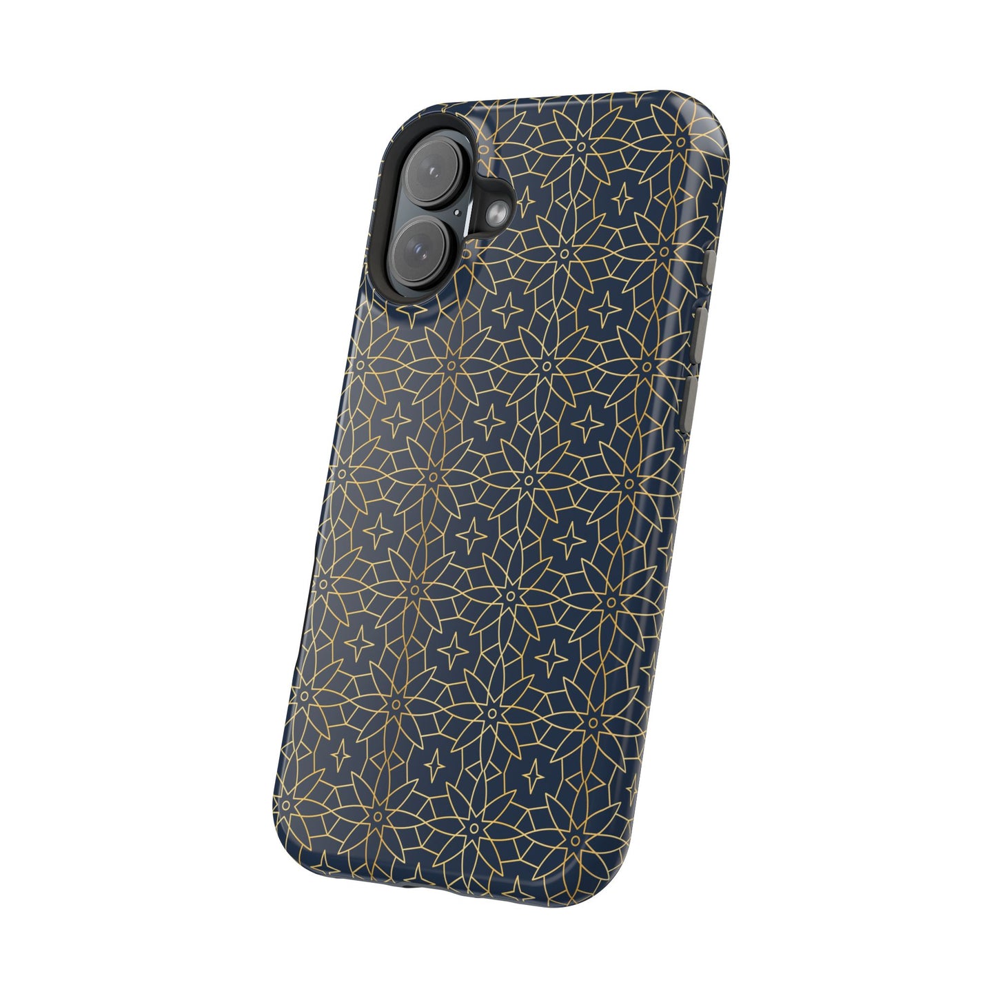 Navy and Gold Geometric Design Iphone Magnetic Tough Case