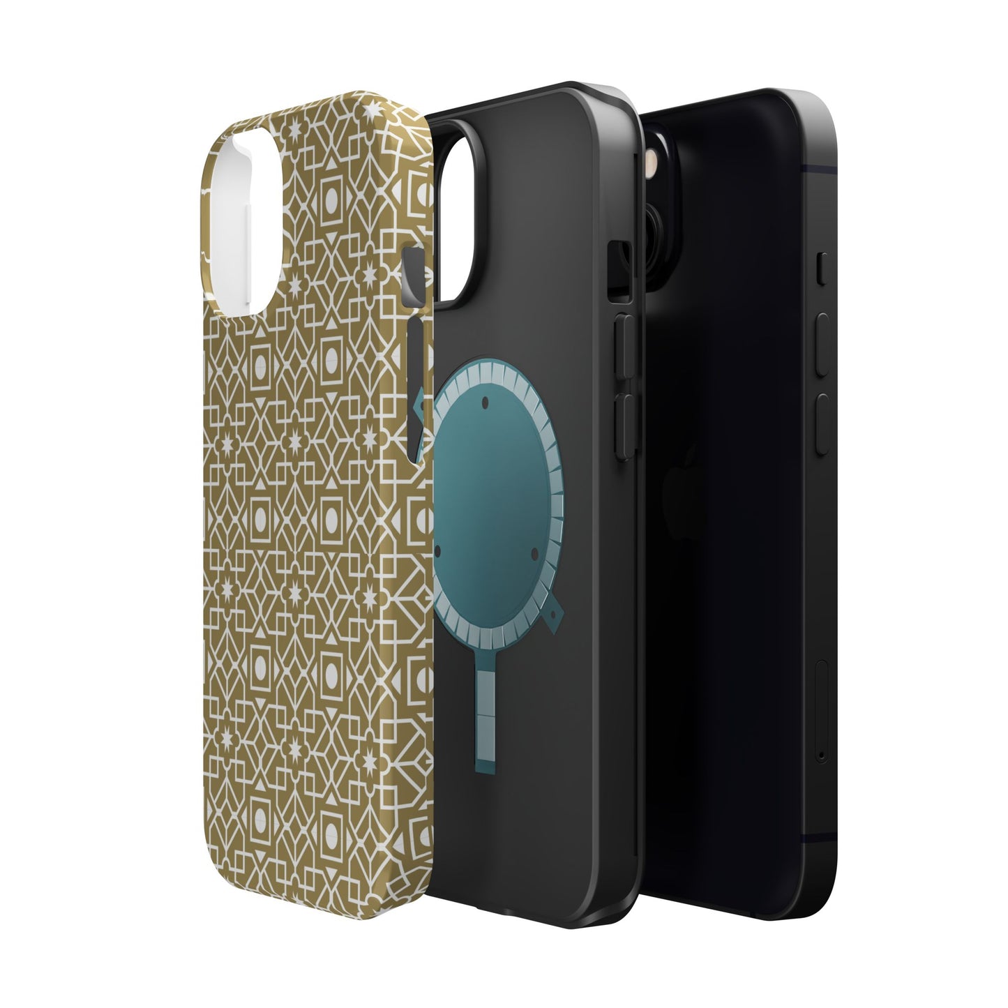 Beige and Gold Geometric Design Iphone Magnetic Tough Case