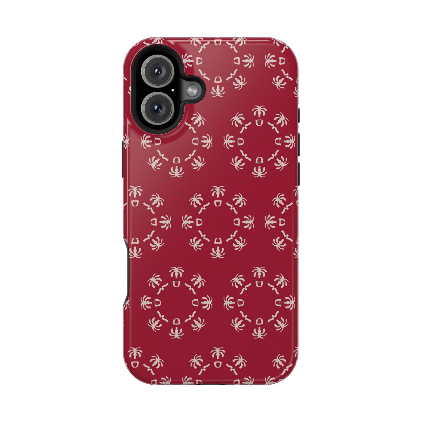Palm Trees and coffee cups Geometric circle Design - Iphone Magnetic Tough Case