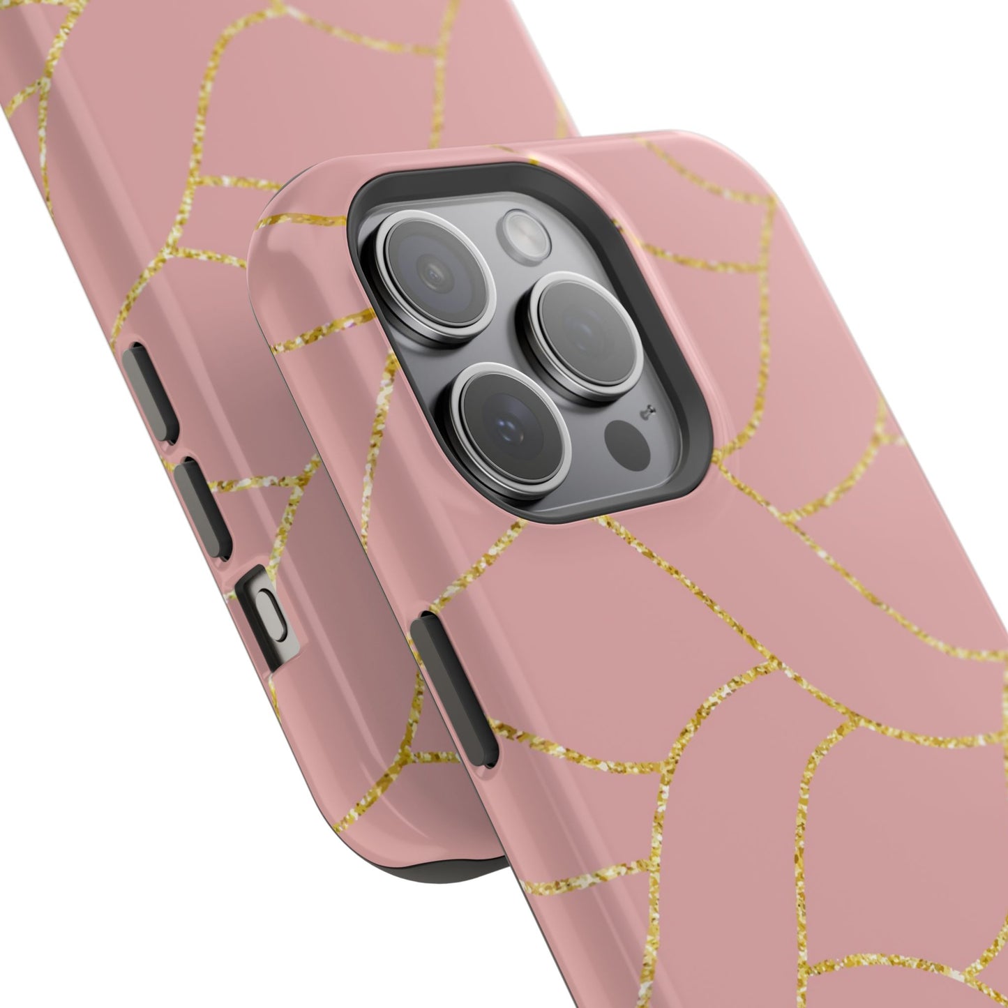 Pink and Gold Geometric Design - Iphone Magnetic Tough Case