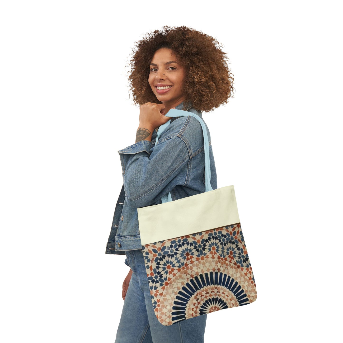 Moroccan Design Tote Bag, 3-Color Straps