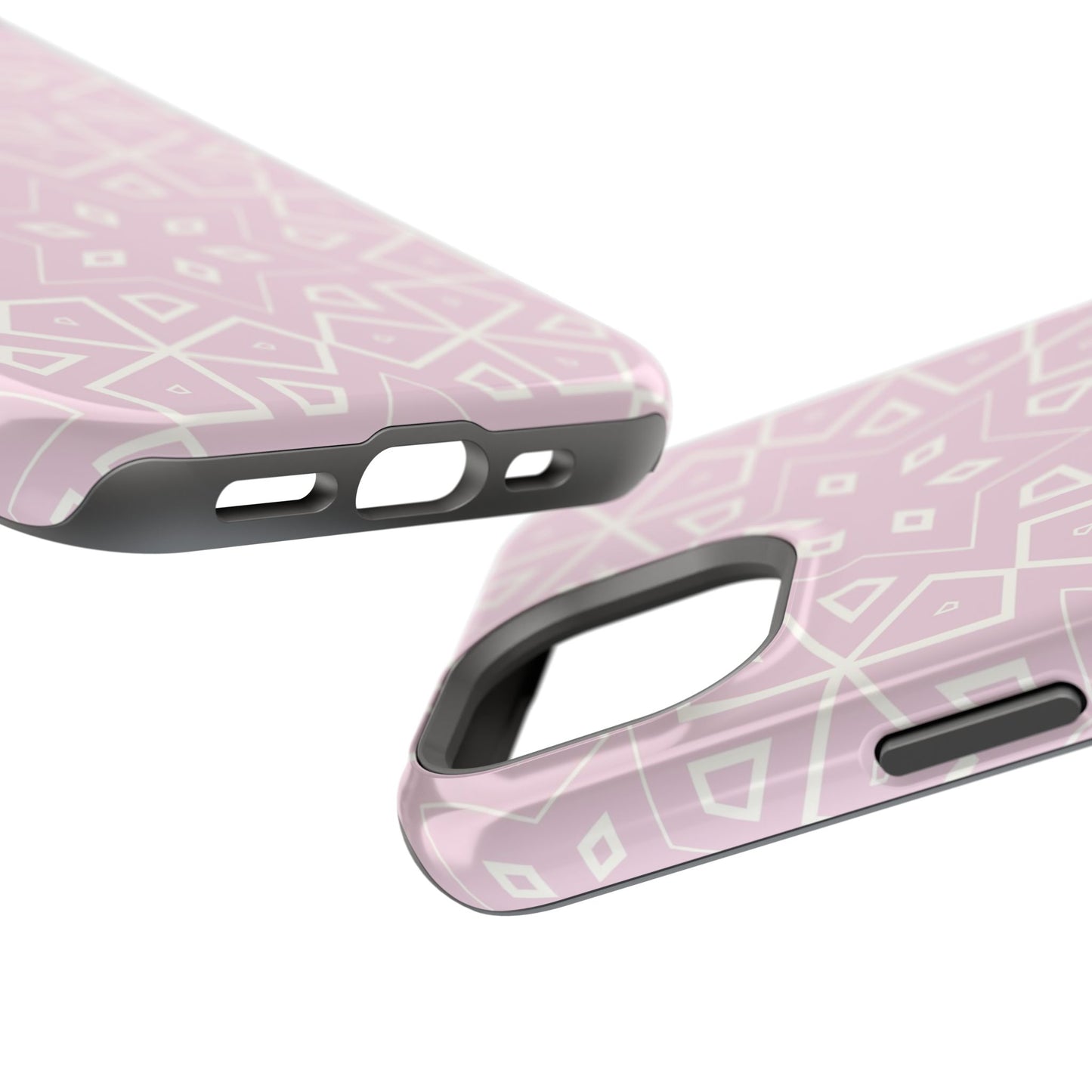 Pink and White Geometric Design Iphone Magnetic Tough Case
