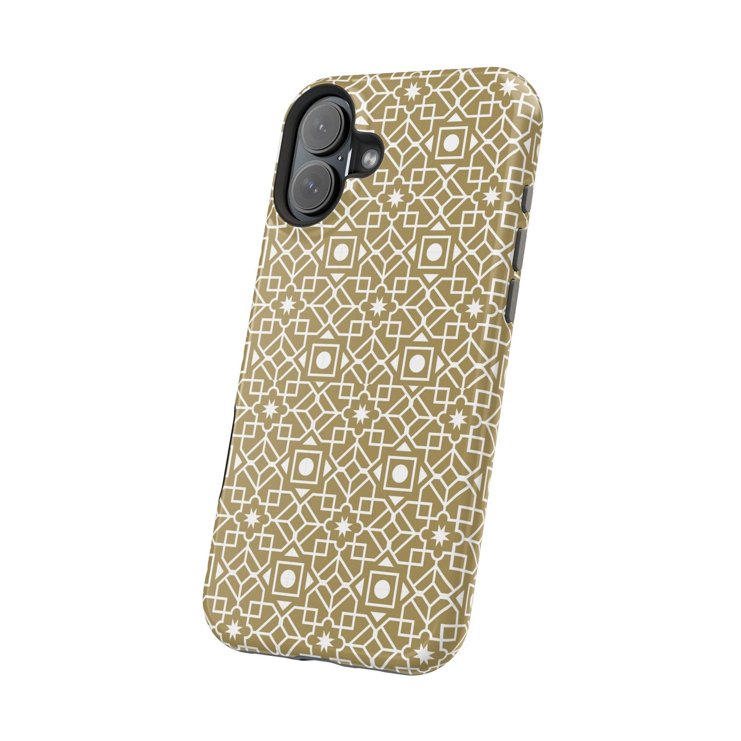 Beige and Gold Geometric Design Iphone Magnetic Tough Case