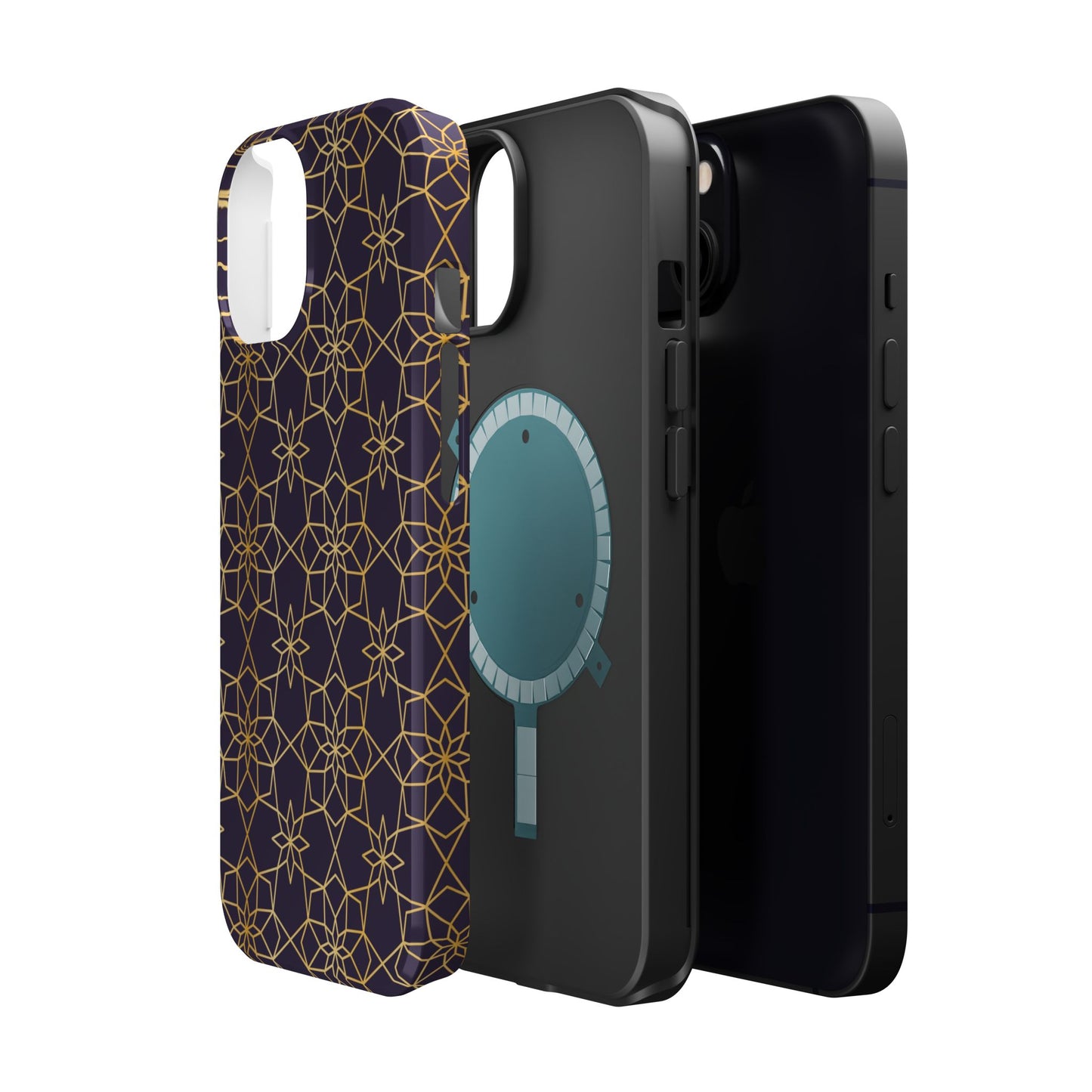 Gold and Purple Geometric Design Iphone Magnetic Tough Case