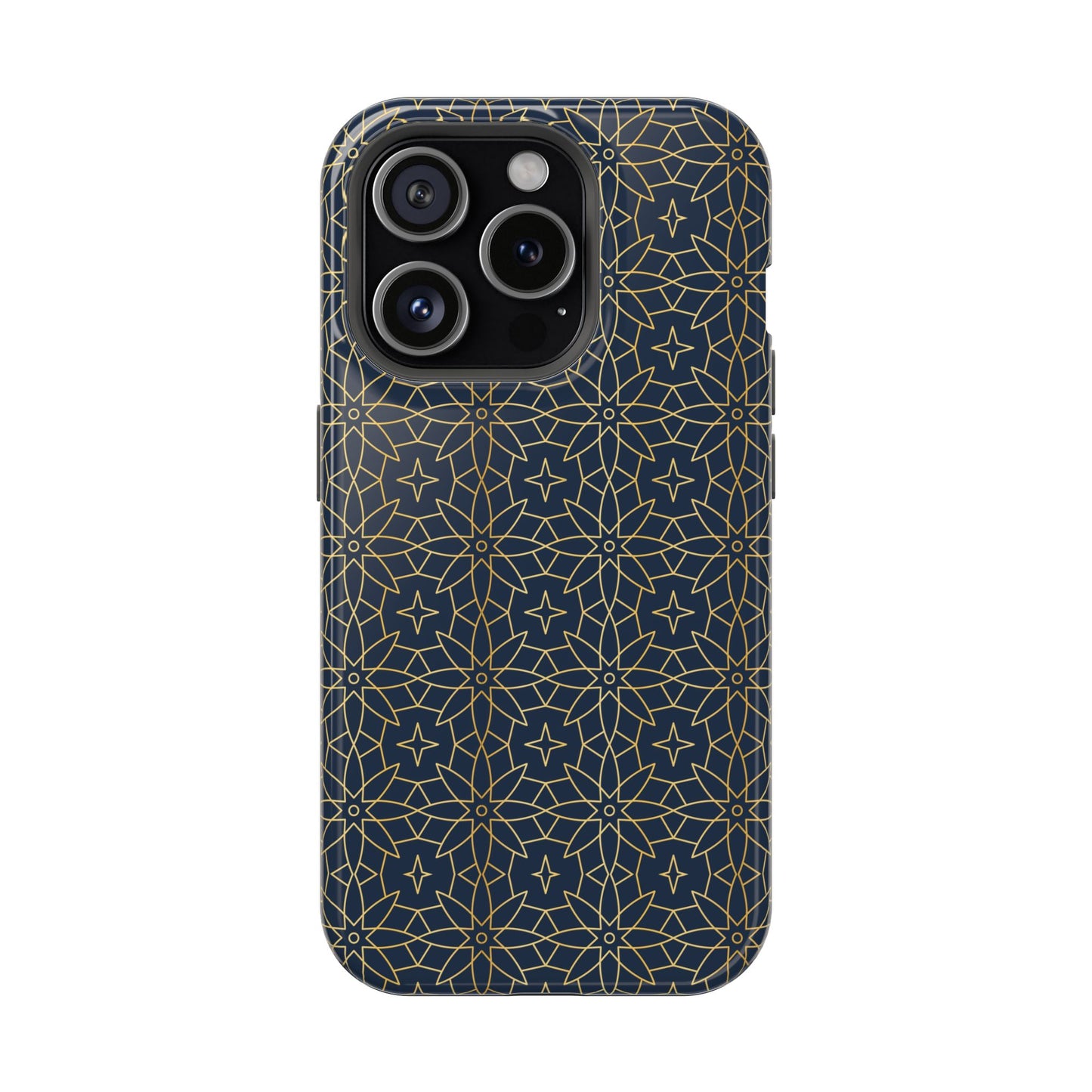 Navy and Gold Geometric Design Iphone Magnetic Tough Case