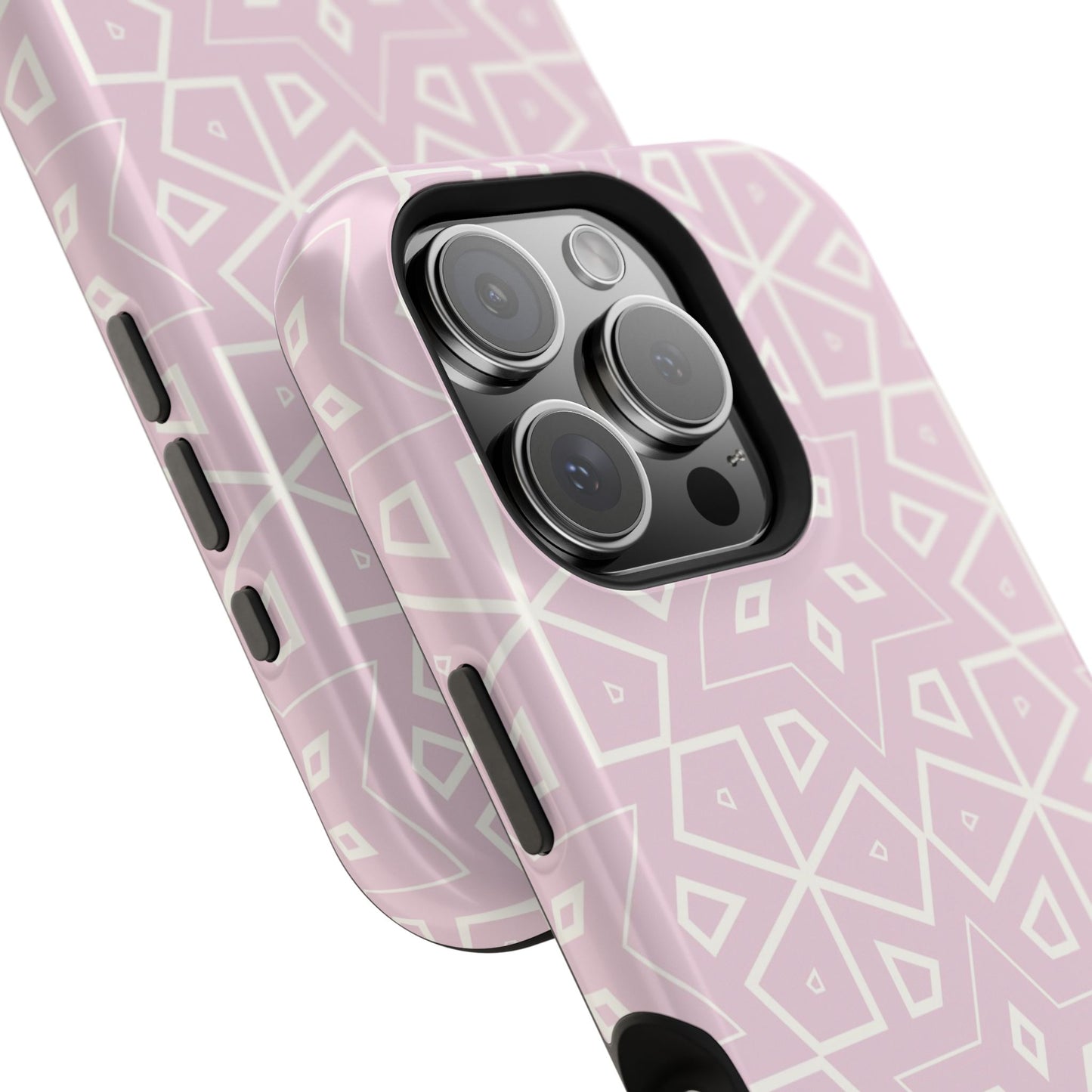 Pink and White Geometric Design Iphone Magnetic Tough Case