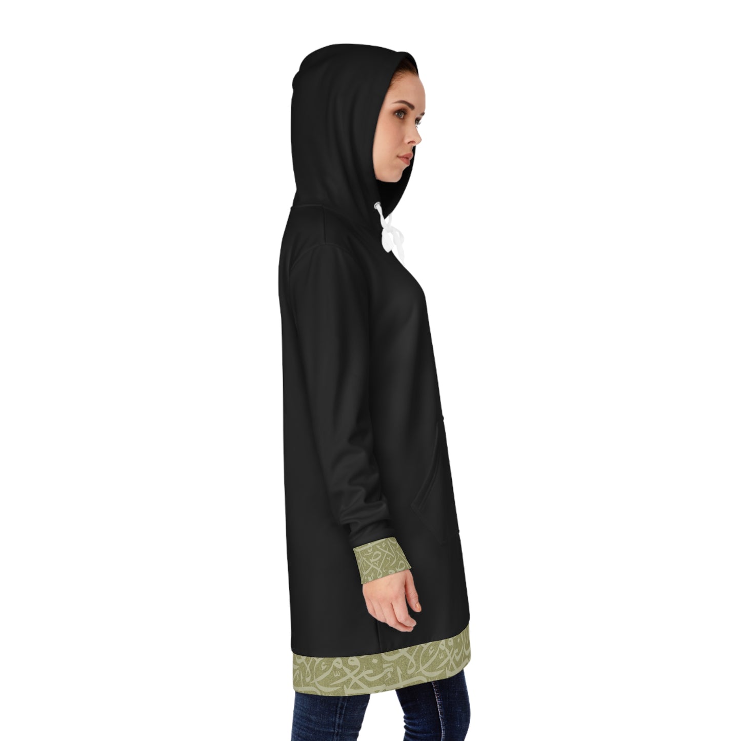 Olive green Arabic calligraphy Design - Stylish Women's Hoodie Dress