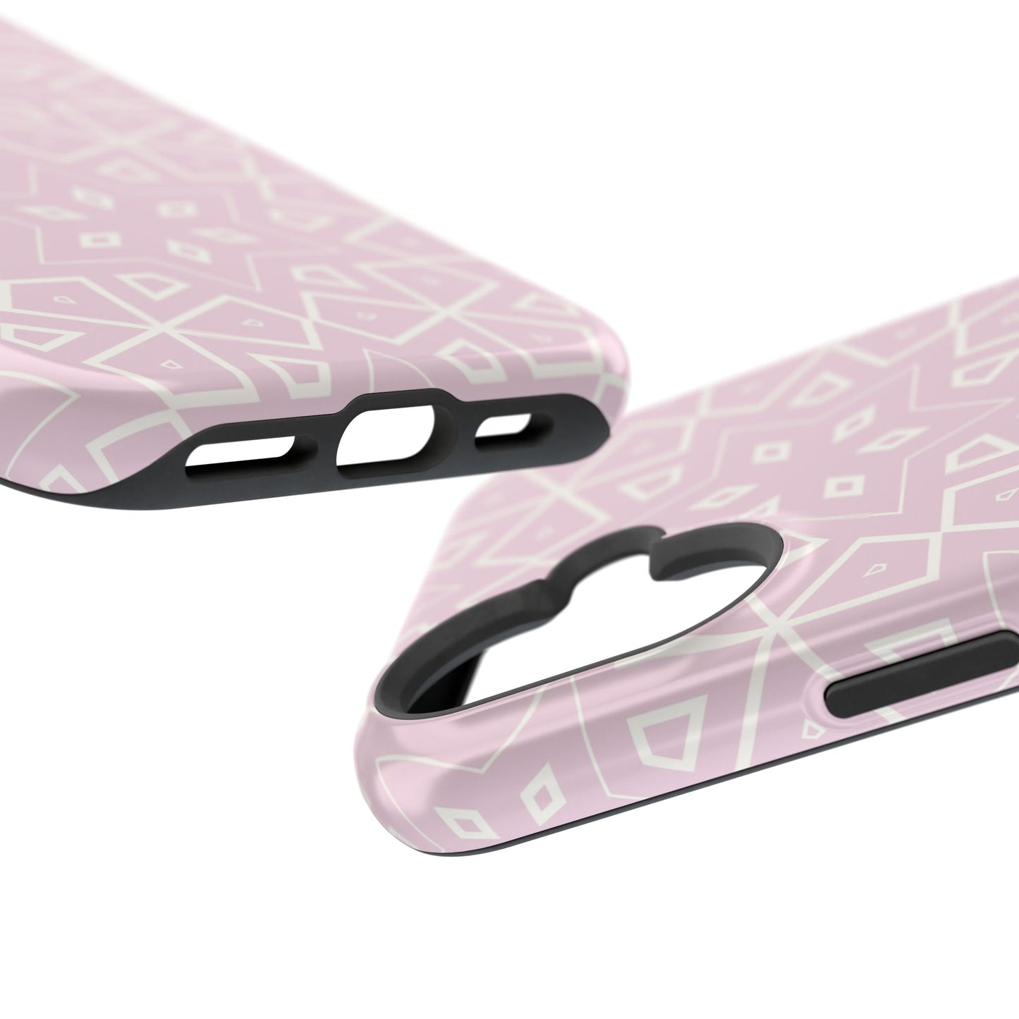 Pink and White Geometric Design Iphone Magnetic Tough Case