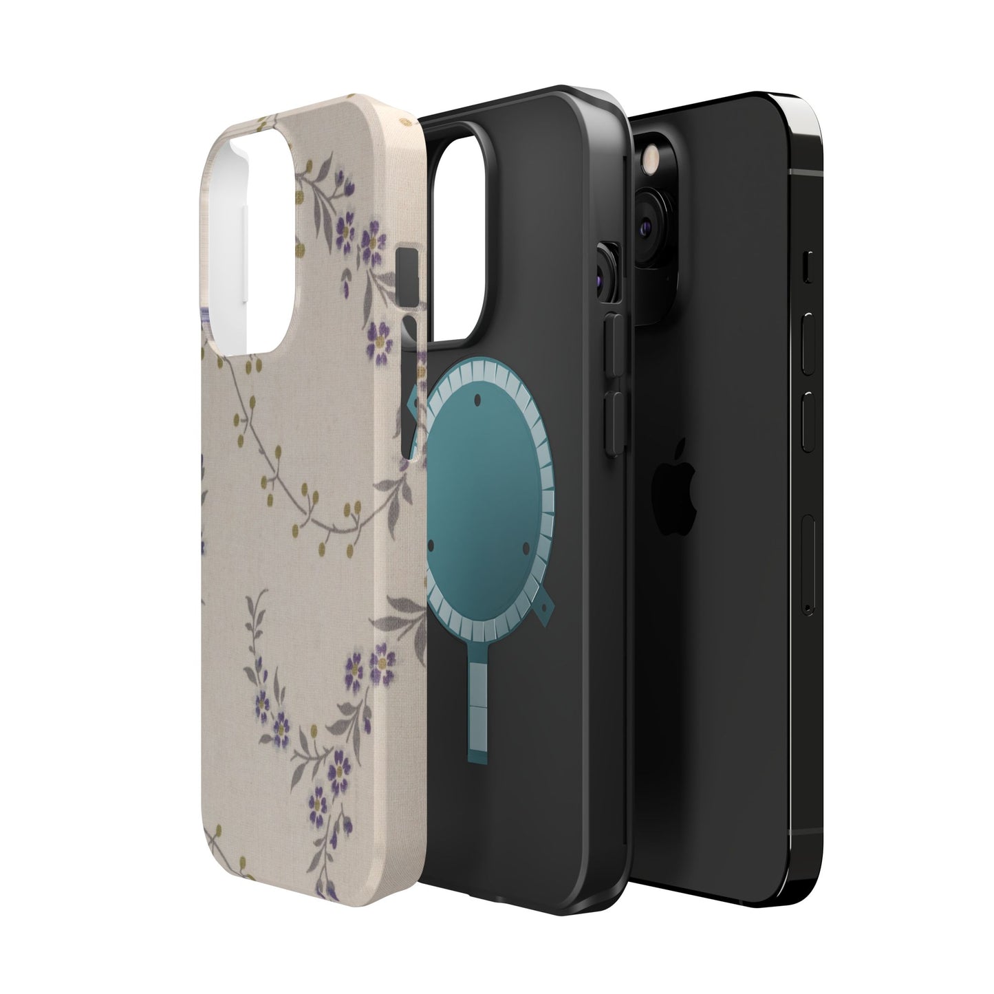 Purple Floral Design - Iphone Magnetic Tough Case