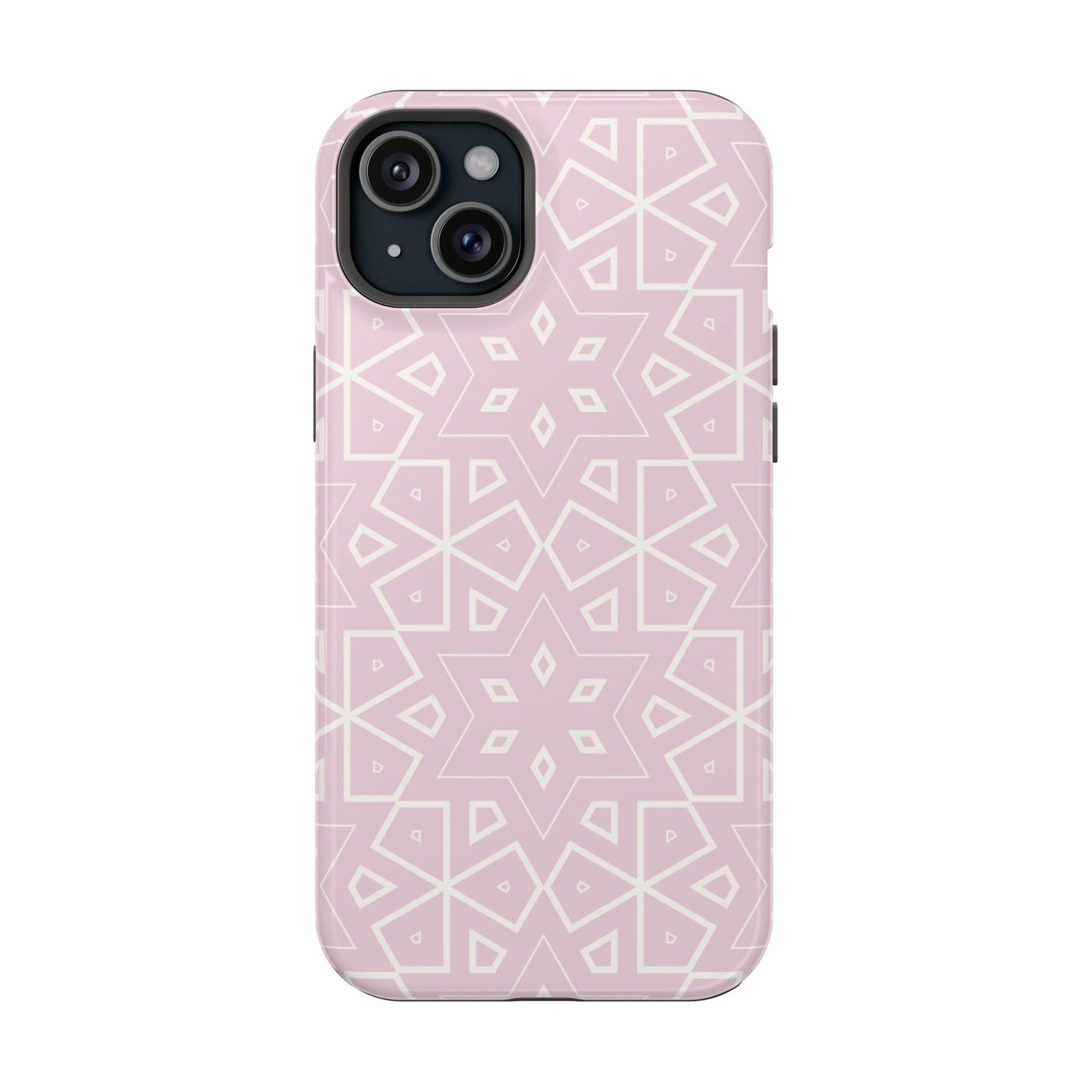 Pink and White Geometric Design Iphone Magnetic Tough Case