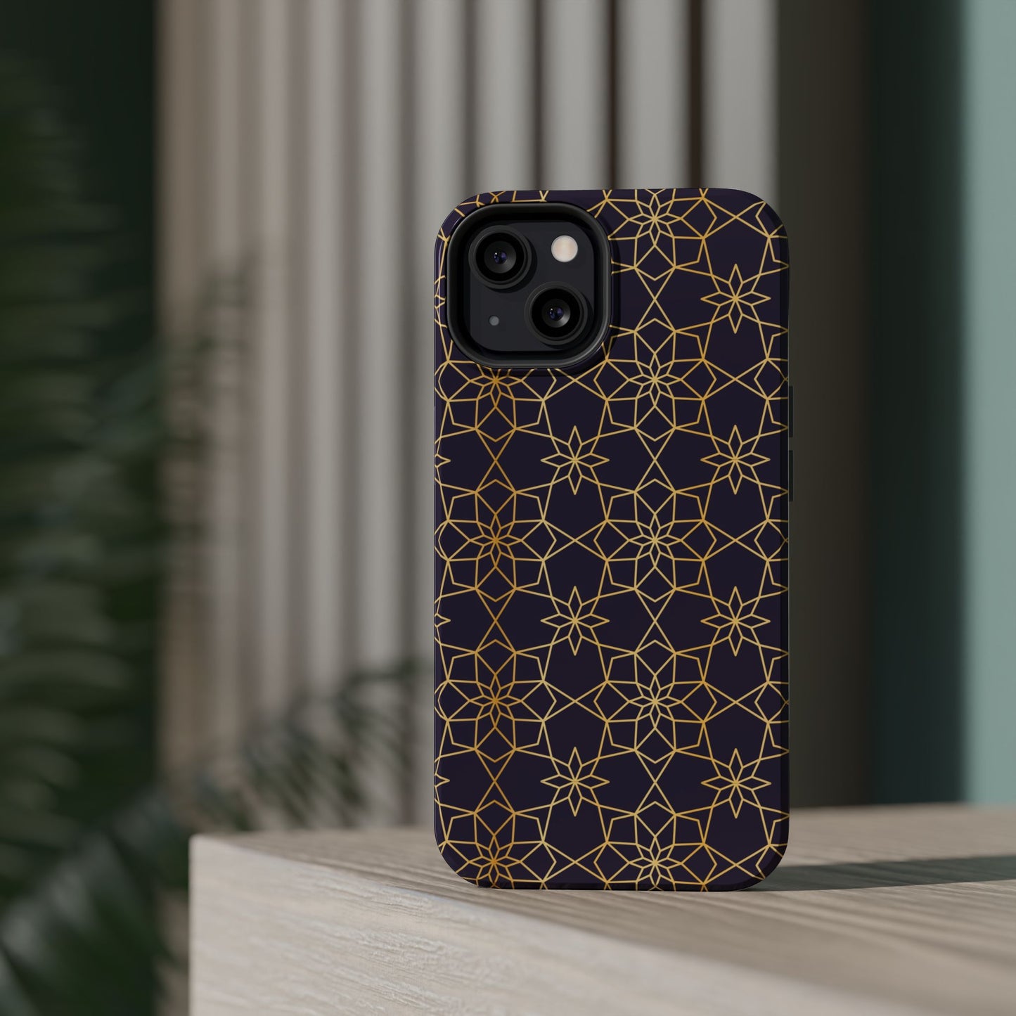 Gold and Purple Geometric Design Iphone Magnetic Tough Case