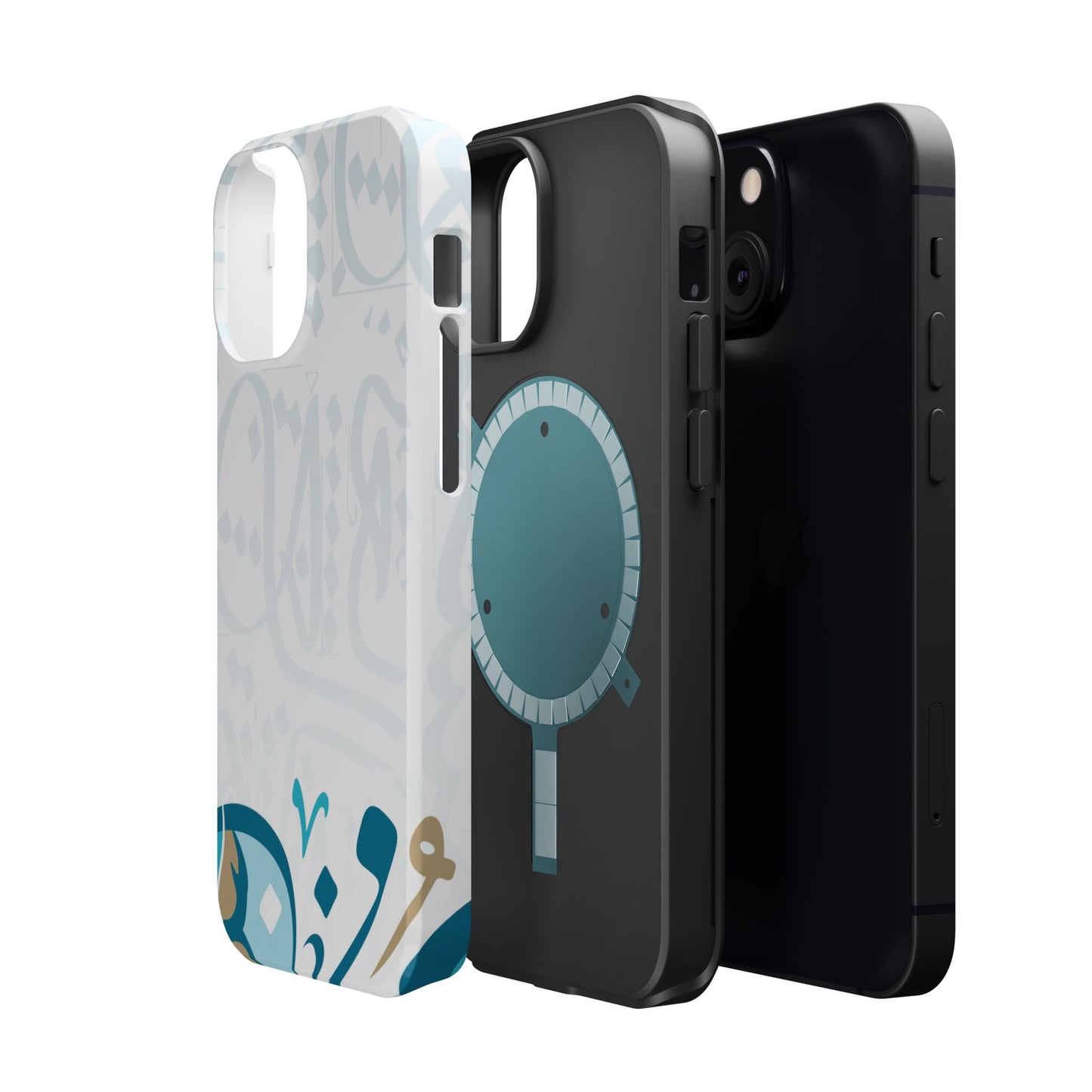 White Blue and Gold Arabic Calligraphy Iphone Magnetic Tough Case