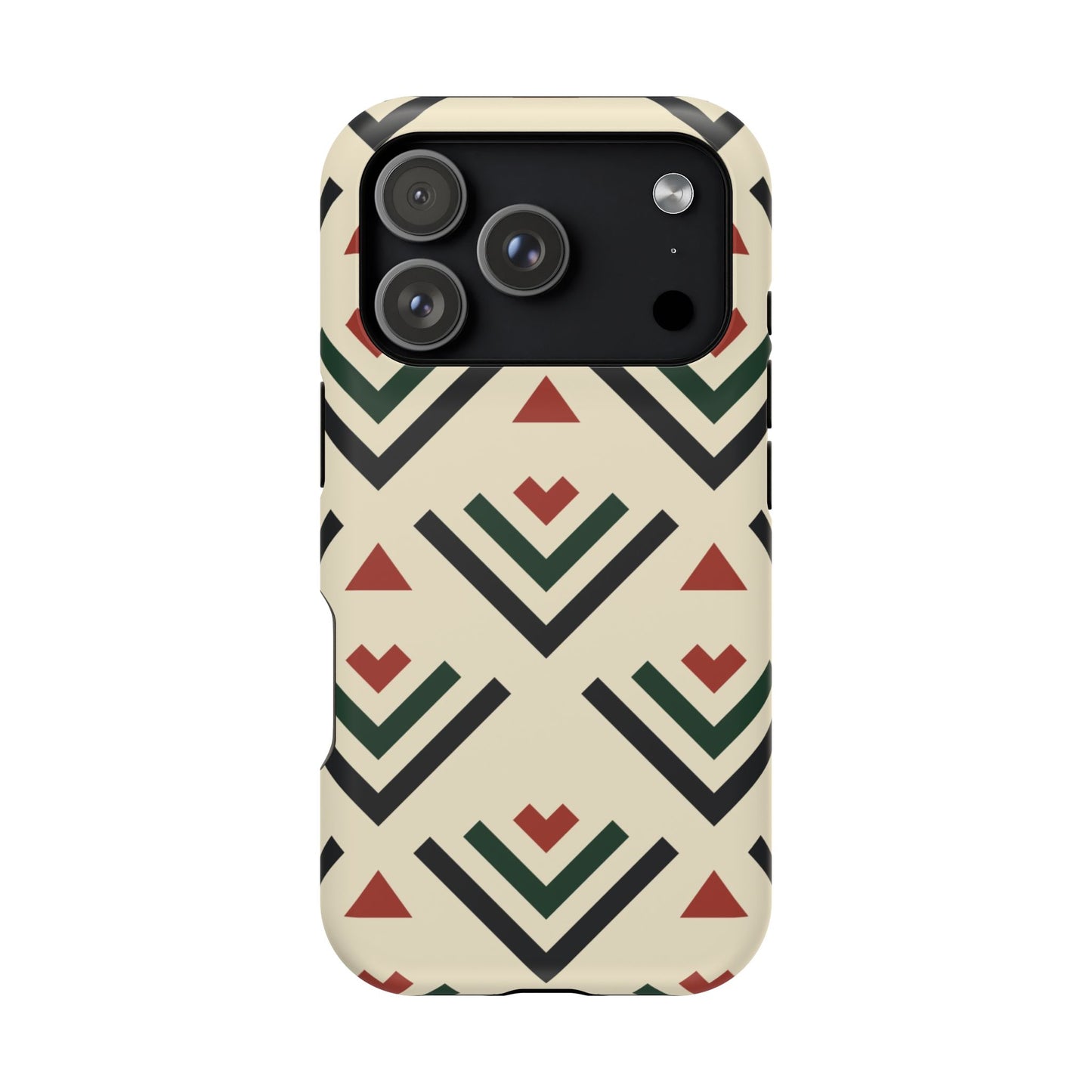 Red Black Green Geometric Design Iphone Magnetic Tough Case