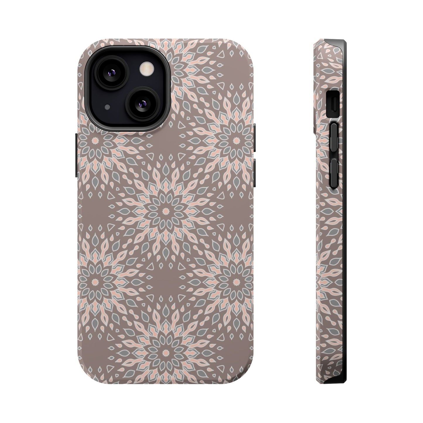 Beige Floral Design - Iphone Magnetic Tough Case