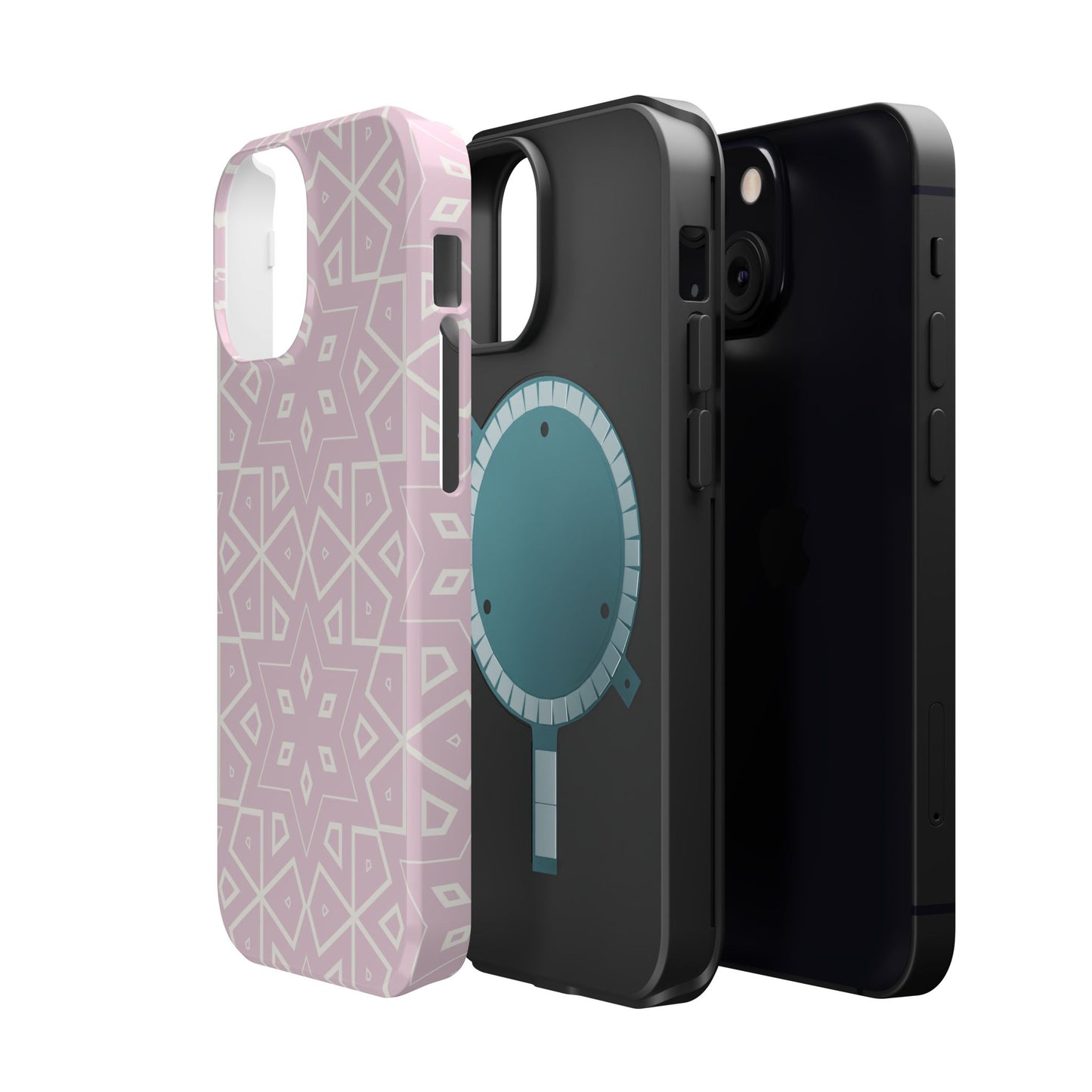 Pink and White Geometric Design Iphone Magnetic Tough Case