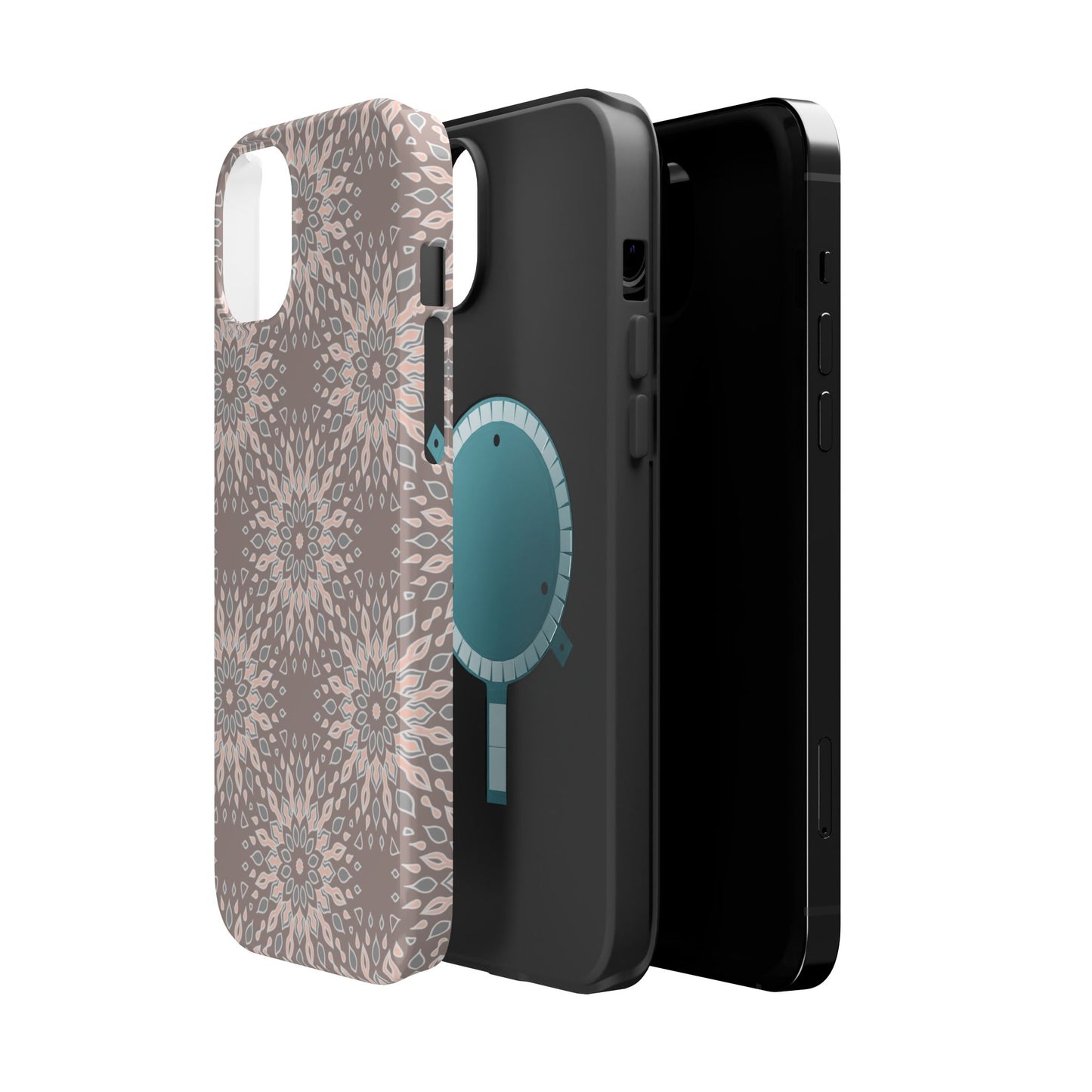 Beige Floral Design - Iphone Magnetic Tough Case