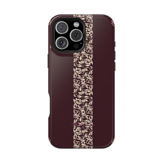 Red Dark and Beige geometric Design Iphone Magnetic Tough Case